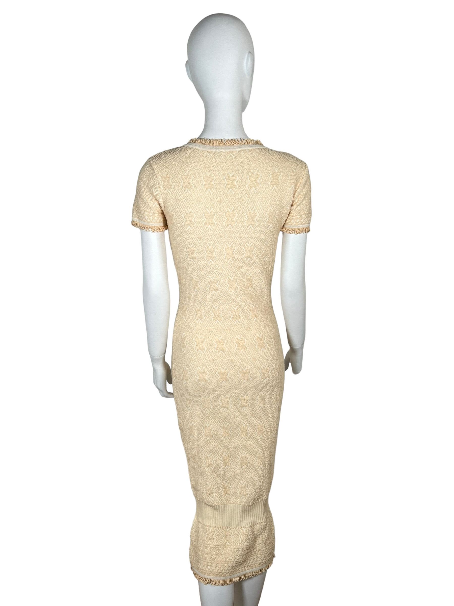 Dior Christian Dior 1999 Beige Textured Knit Dress Size S / US 4 / IT 40 - 3 Thumbnail