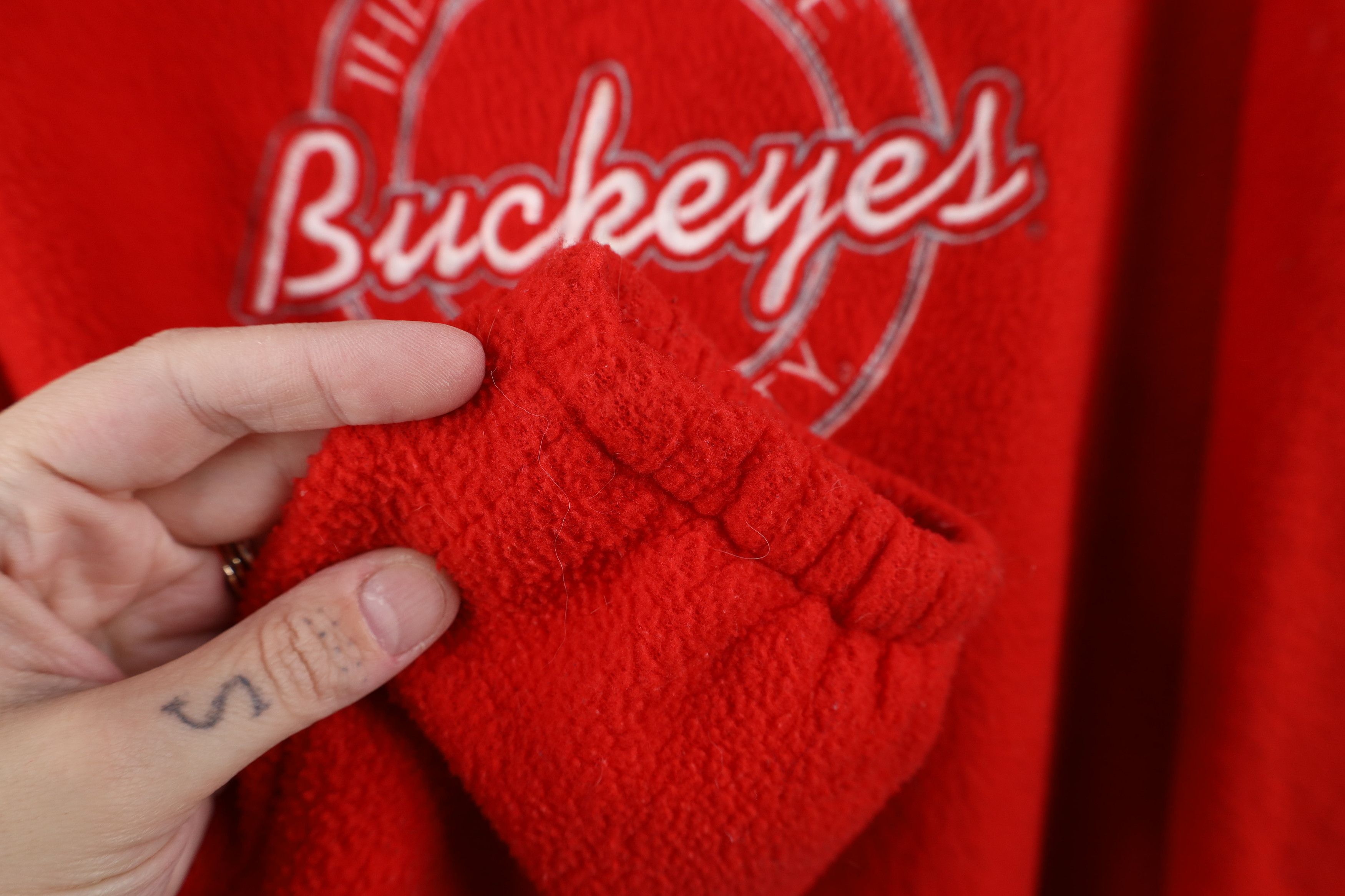 Vintage Vintage 90s Ohio State University Fleece Sweatshirt Red USA Size XL / US 12-14 / IT 48-50 - 5 Thumbnail