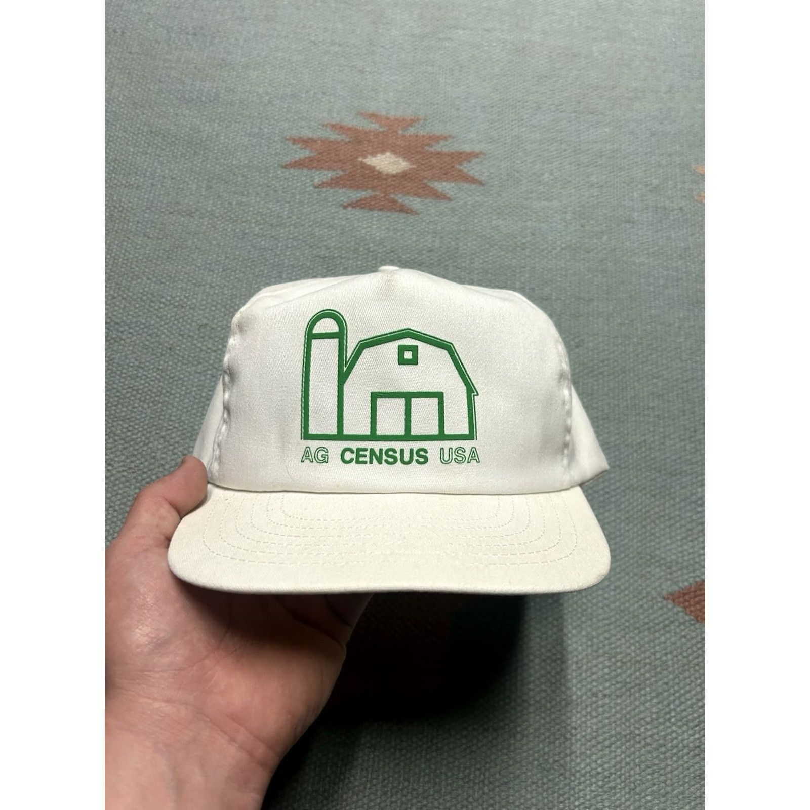 Vintage VINTAGE Snapback Hat Cap USA Ag census farm feed made in USA Men Adjustable White 80s 90s Size ONE SIZE - 2 Thumbnail
