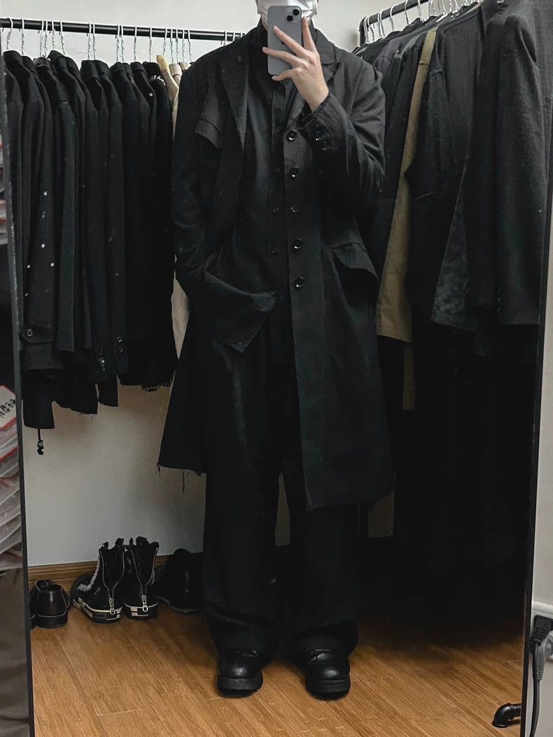 Yohji Yamamoto Yohji Yamamoto Yohji Yamamoto Black Frayed Coat Size US S / EU 44-46 / 1 - 7 Thumbnail