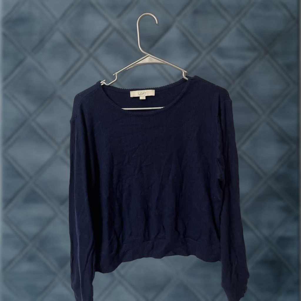 Loft Loft Sweater Womens XL Navy Blue Long Sleeve Round Neck Pullover Size XL / US 12-14 / IT 48-50 - 1 Thumbnail