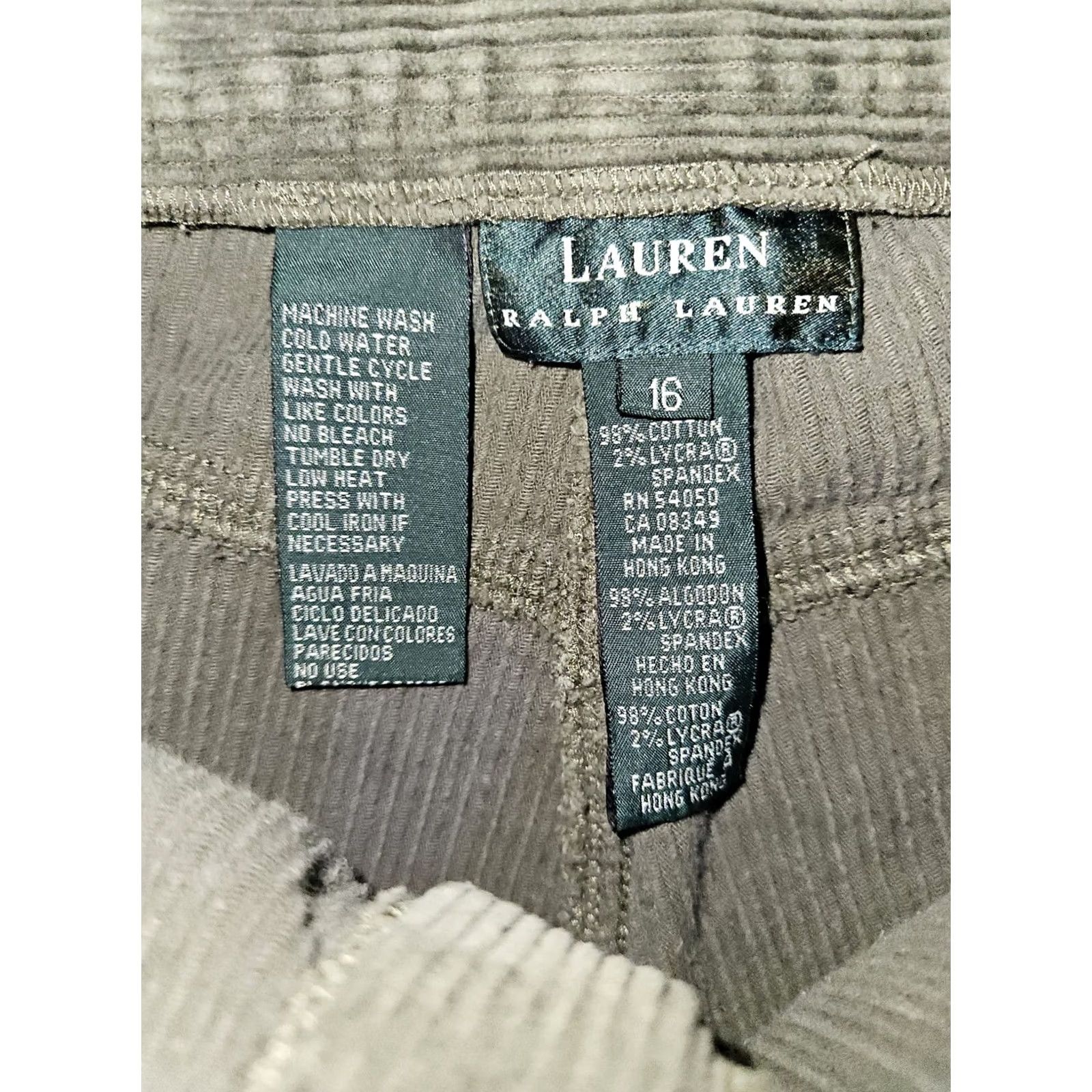Ralph Lauren VINTAGE Lauren Ralph Lauren Corduroy Pants Womens 16 Olive High Rise 90s Straight Leg Pants Womens Mens Girls Size 38" / US 16 / IT 52 - 2 Thumbnail