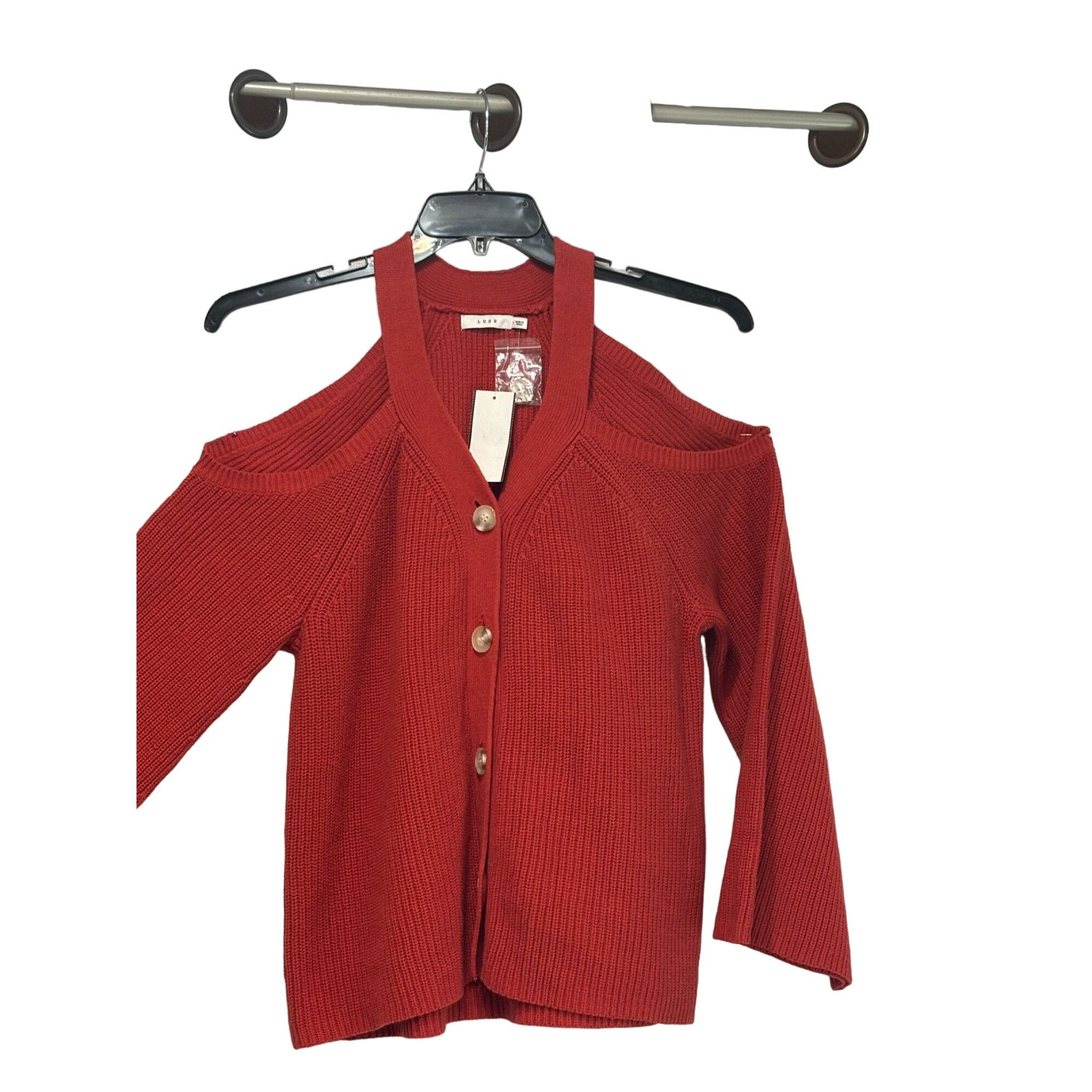 Other Lush Cold Shoulder Cardigan in Cherry Mahogany Sz. M Size M / US 6-8 / IT 42-44 - 11 Thumbnail