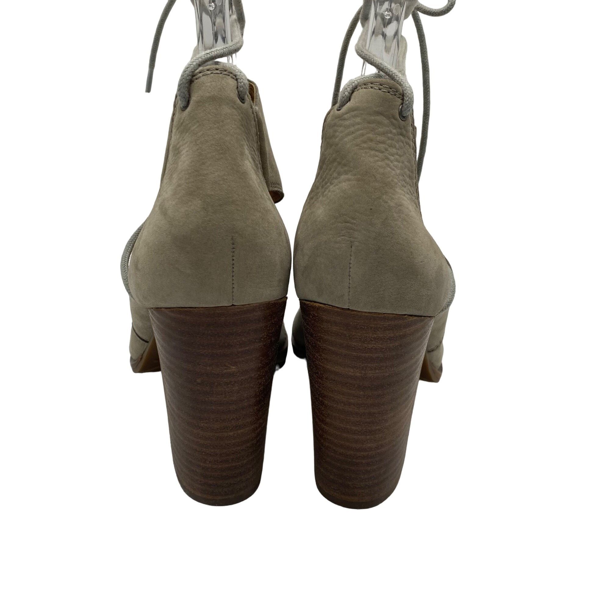 Lucky Brand Lucky Brand Lanita Taupe Leather cut-out Lace-Up Block Heel Size US 10 / IT 40 - 4 Thumbnail