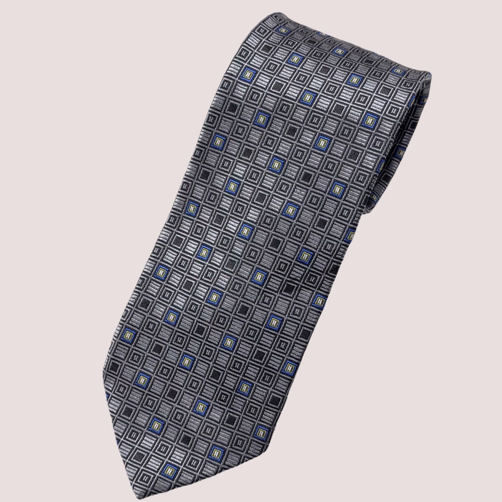 Robert Talbott Robert Talbott Silk Necktie Mens 60" X 3.125" Silver Geometric Made in USA Tie Style Designer Bonds Mens Fashion Size ONE SIZE - 1 Thumbnail