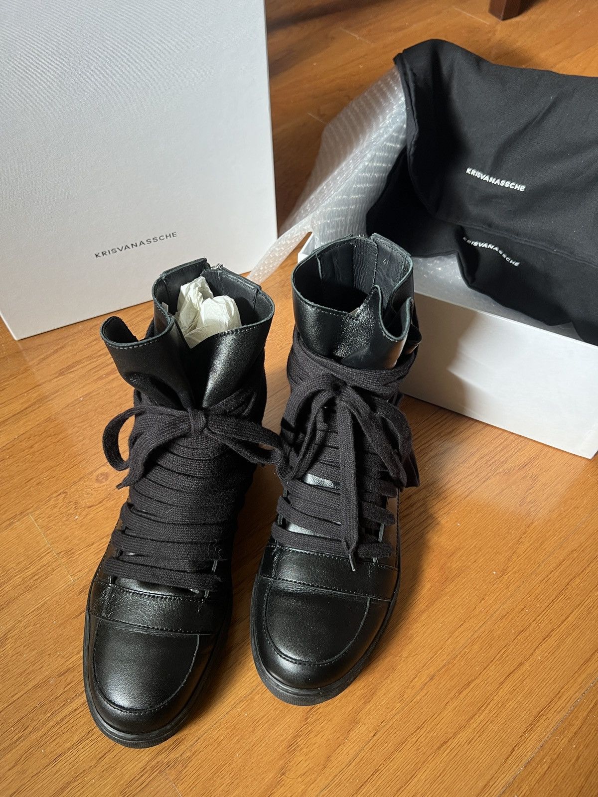 Kris Van Assche Kris Van Assche Multi Lace High-Top Sneakers Size US 7 / EU 40 - 2 Thumbnail