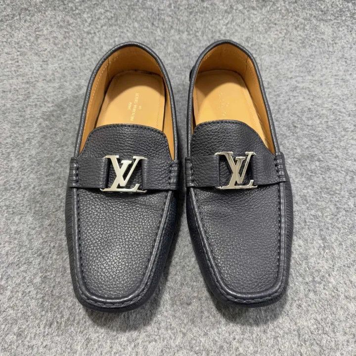 Louis Vuitton Louis Vuitton Monte Carlo Navy Leather Loafers -2508 Size US 11 / EU 44 - 1 Thumbnail