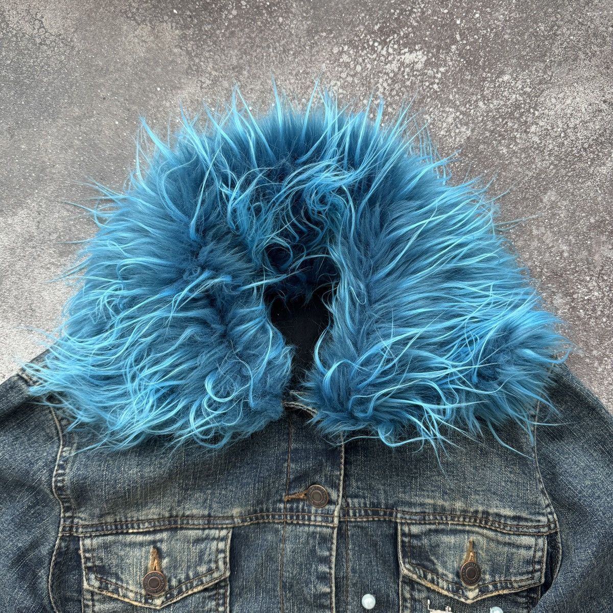 If Six Was Nine Angel Wings Y2K Gothic Vintage Washed Denim Cropped Jacket Size S / US 4 / IT 40 - 8 Thumbnail