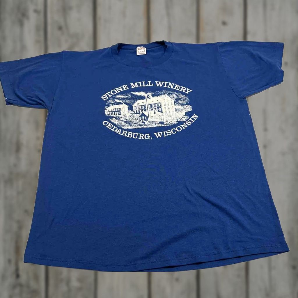 Vintage VINTAGE Stone Mill Winery Graphic T Shirt Men XL Cedarburg Wisconsin Single Stitch 1980s Blue Cotton Graphic Tee Unisex Mens XL Size US XL / EU 56 / 4 - 1 Thumbnail