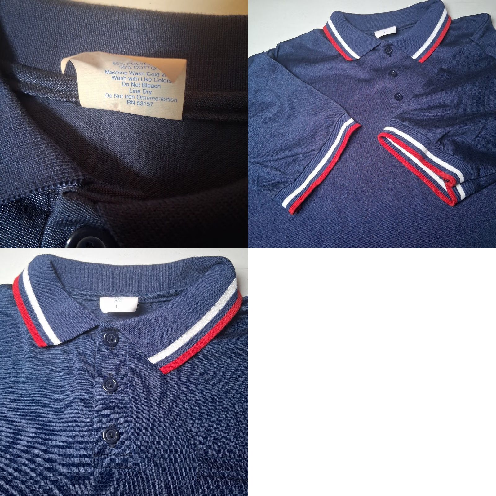 Vintage VINTAGE Majestic Polo Shirt L Navy Blue Red White Stripe Retro Sport Golf USA Shirt Mens Size US L / EU 52-54 / 3 - 8 Thumbnail