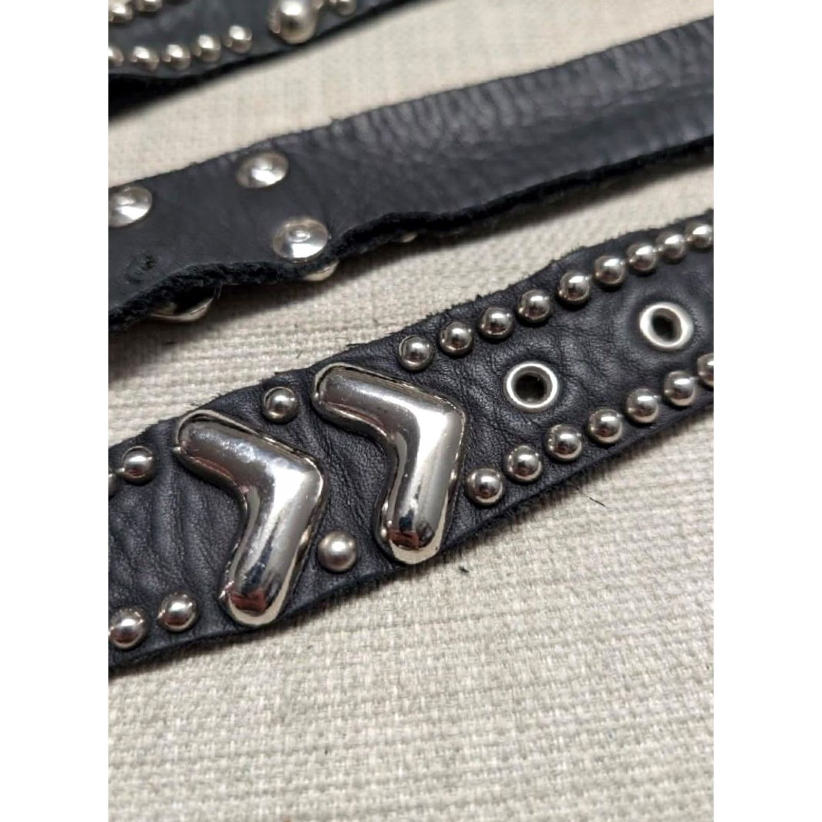 Vintage VINTAGE studded belt leather Sand Castle belt One Size 26-36 black Womens accessories belt Punk Glam 1980s-90s Size ONE SIZE - 7 Thumbnail