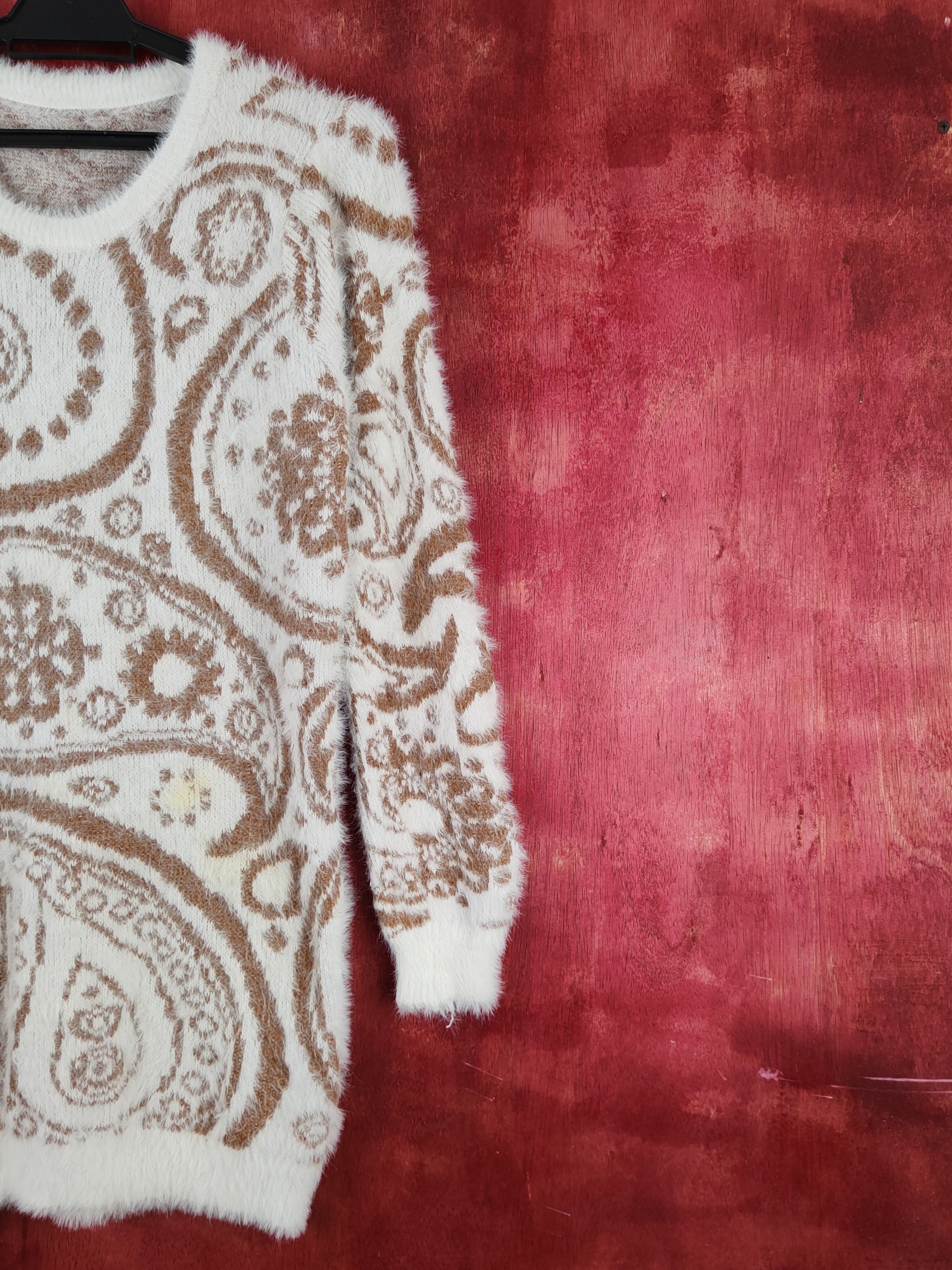 Homespun Knitwear × Japanese Brand Comma White Brown Shag Shaggy Fur Mohair Knitwear #S2004 Size M / US 6-8 / IT 42-44 - 5 Thumbnail