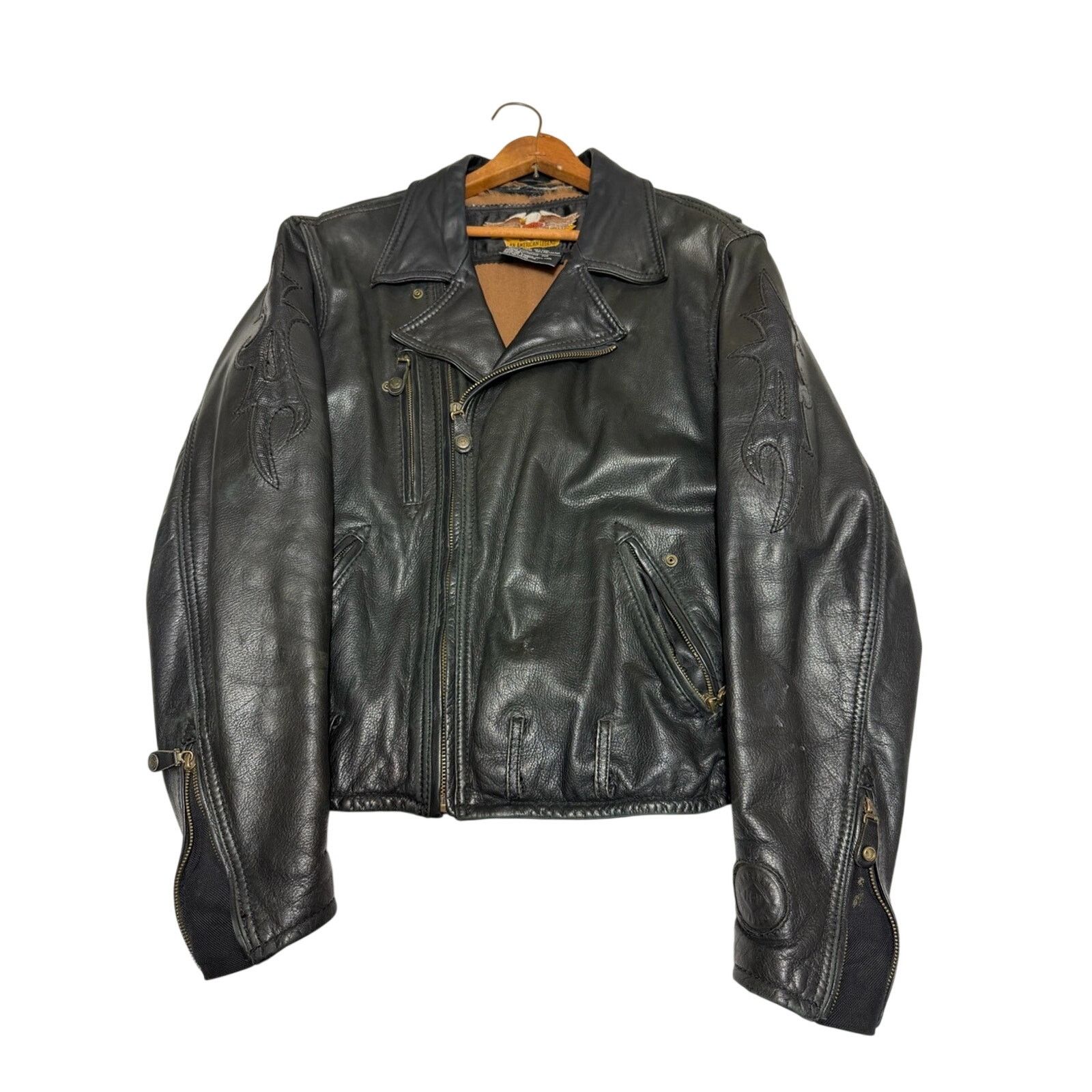 Harley Davidson Vintage Harley Davidson Men’s Stitched Flame Leather Jacket Size US L / EU 52-54 / 3 - 1 Thumbnail