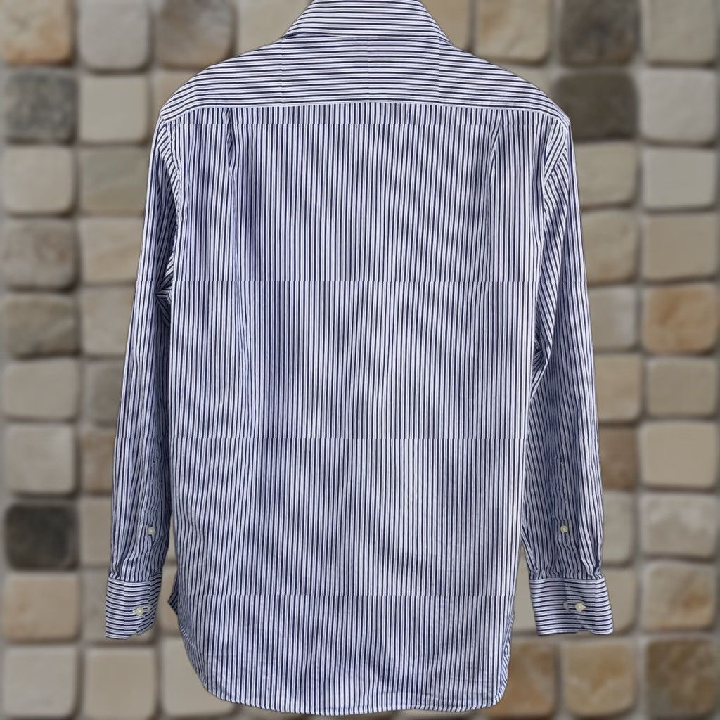 Tommy Bahama Oxford Shirt Blue Stripe L/XL Button-Down Long Sleeve Dress Shirt Mens XL 16.5 34-35