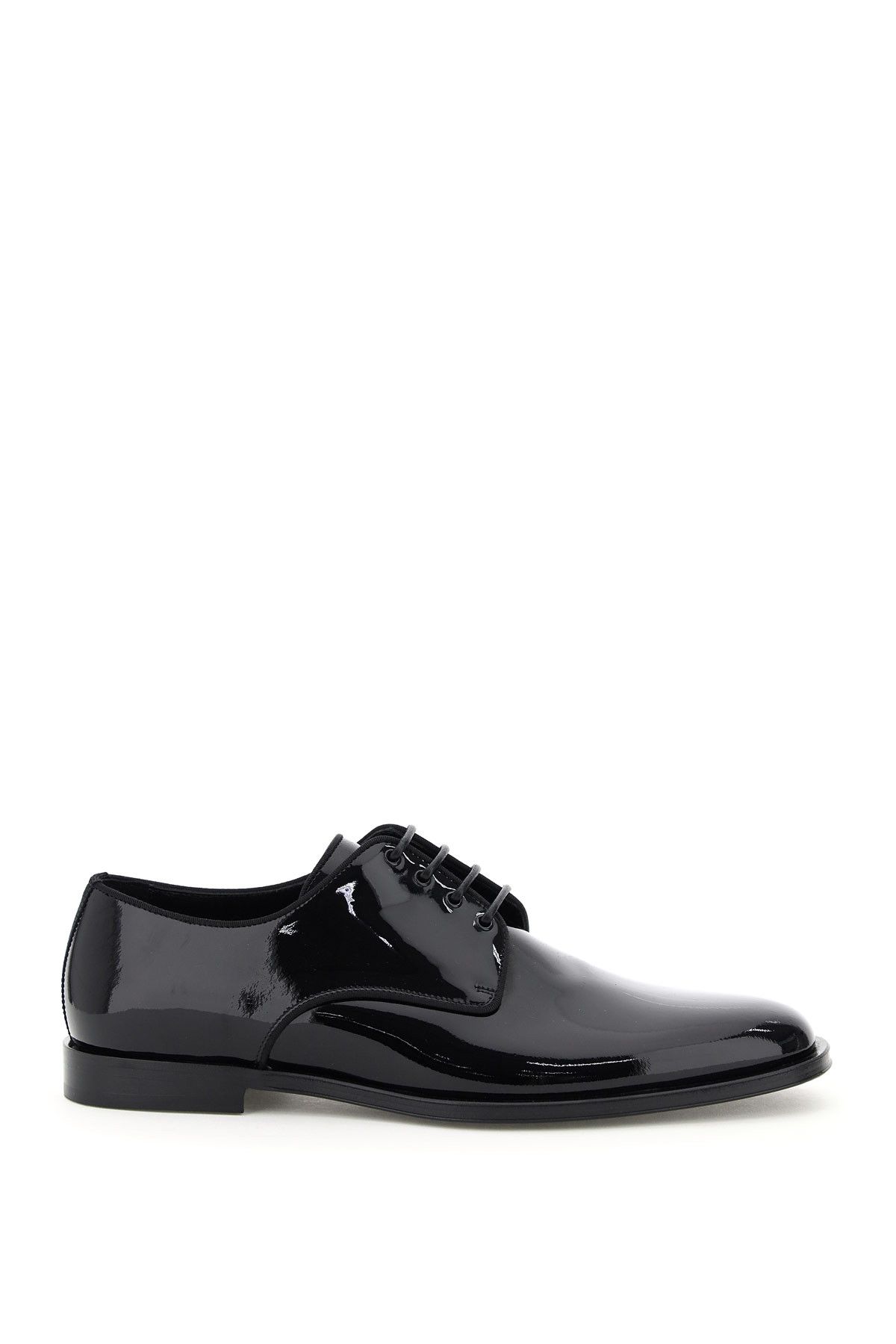 image of Dolce Gabbana Patent Leather Lace-Up Shoes in Nero, Men's (Size 9)