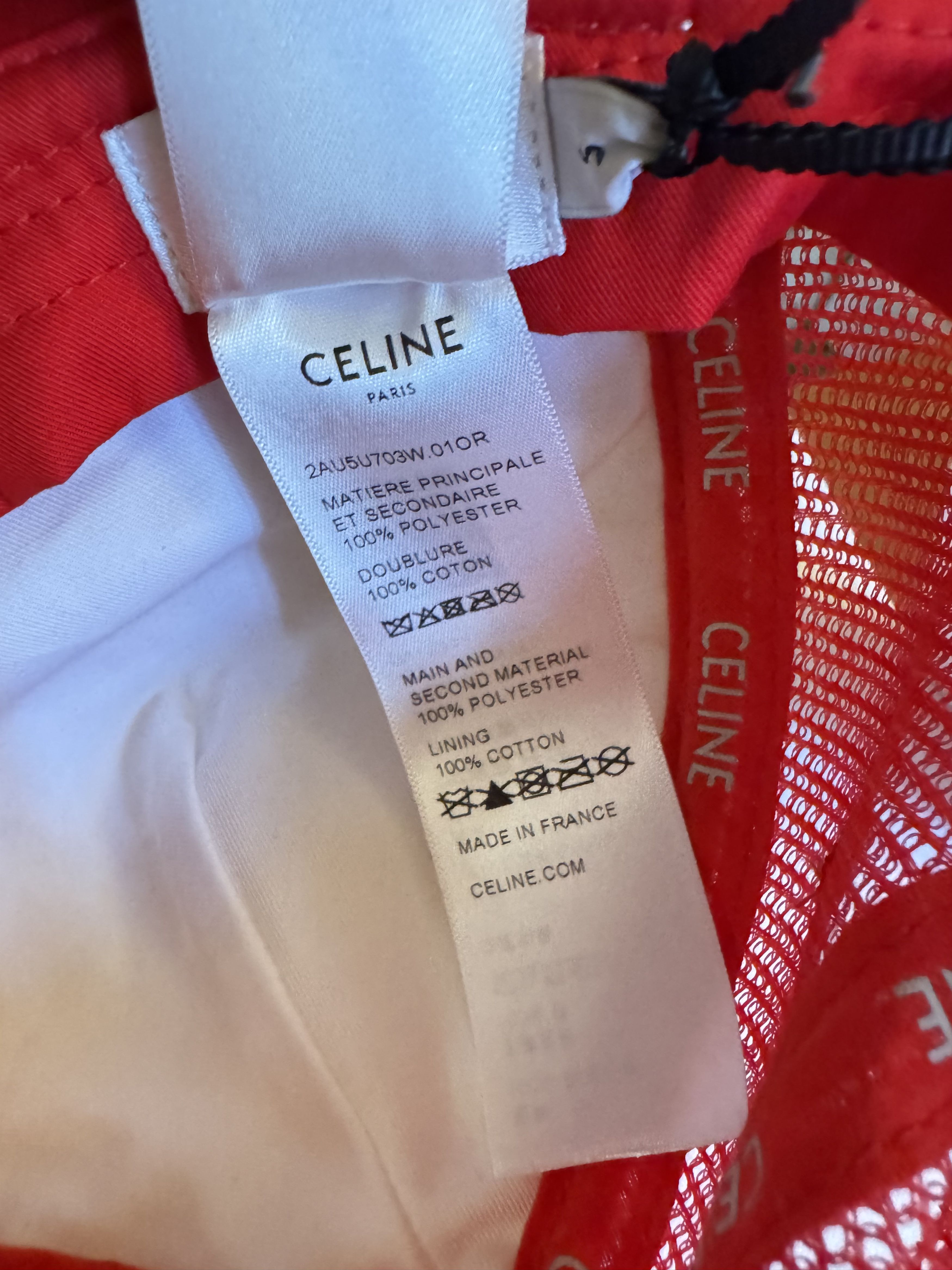 Celine × Hedi Slimane RARE Celine Mesh Red Trucker Hat Triomphe Size ONE SIZE - 7 Thumbnail