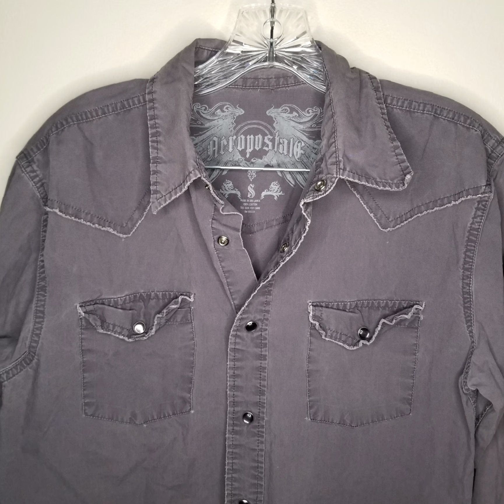 Vintage Aéropostale Shirt Mens Gray Long Sleeve Button-Up Pearl Snap Size S Size US S / EU 44-46 / 1 - 2 Thumbnail