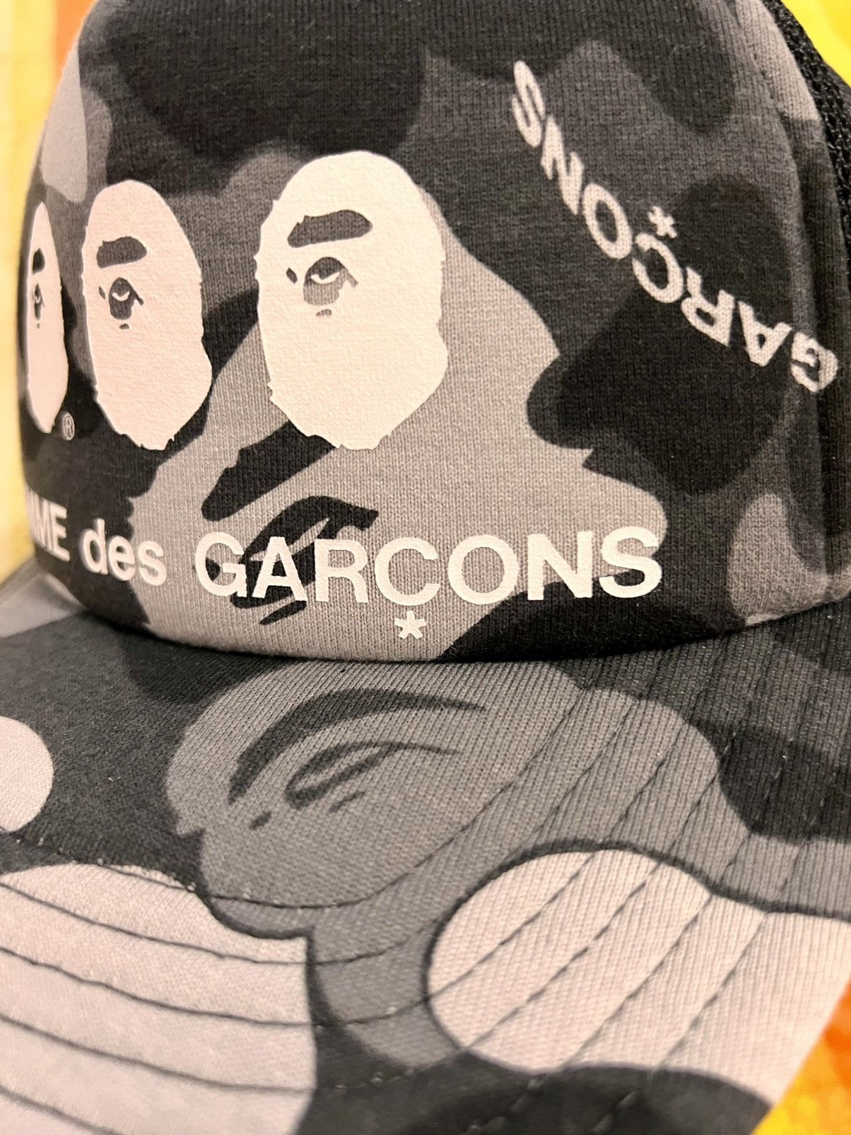 Bape x CDG Osaka Camo Mesh Cap Black comme des garçons
