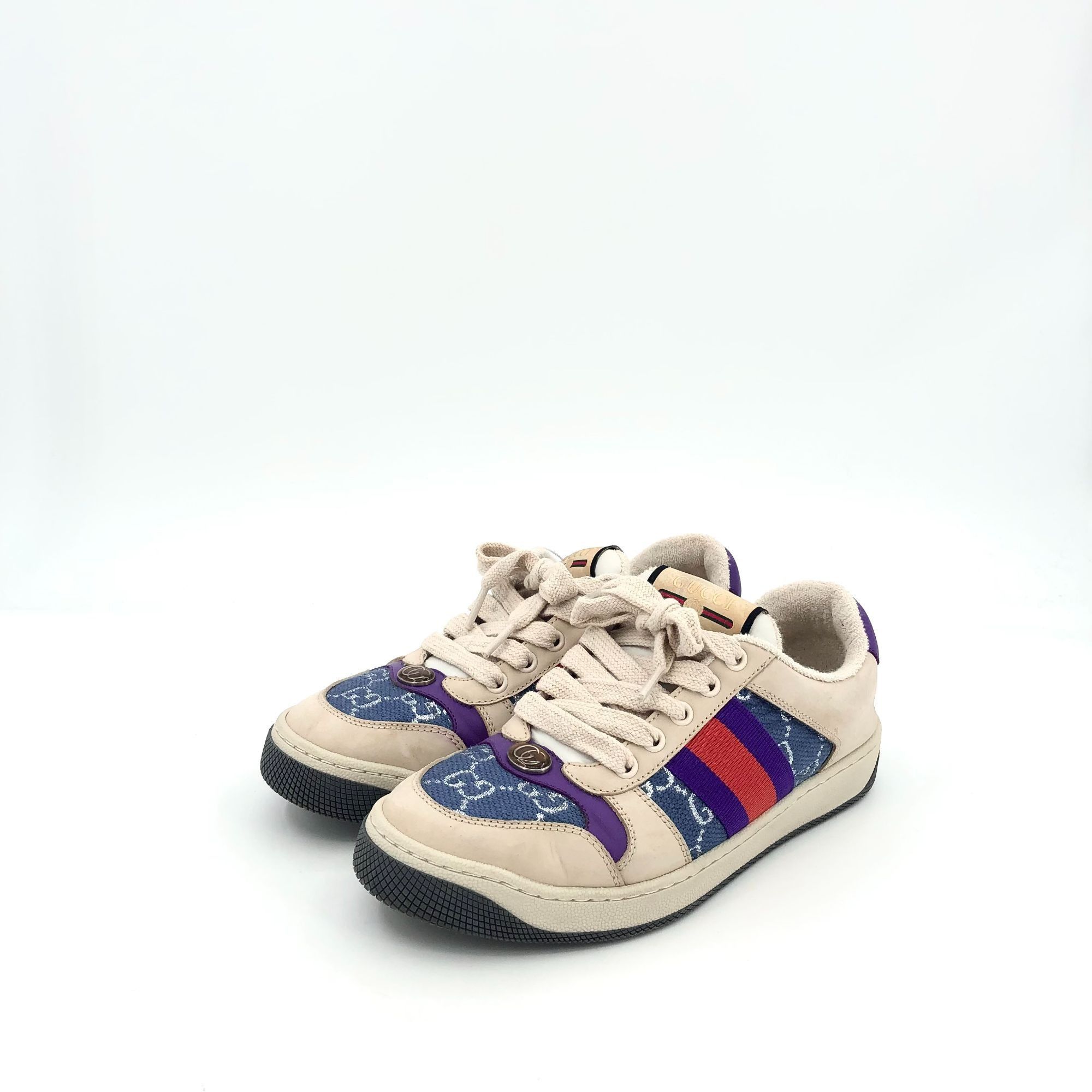 Gucci Gucci Screener Patchwork GG Logo Casual Sneakers 36 Purple R Size US 6 / IT 36 - 2 Thumbnail