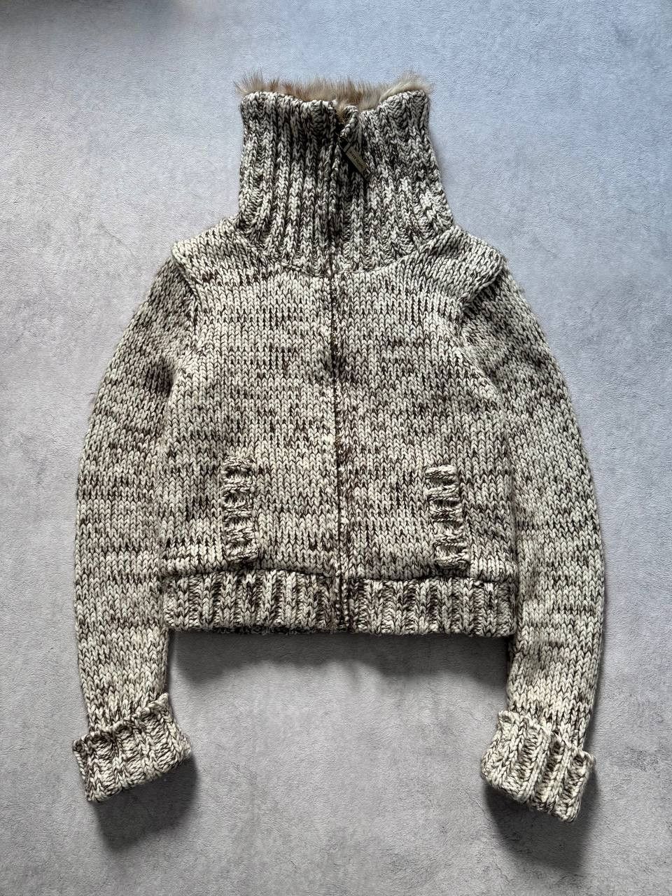 Japanese Brand Vintage Y2K Faux Fur Opium Mohair Knit Jacket Size M / US 6-8 / IT 42-44 - 3 Thumbnail