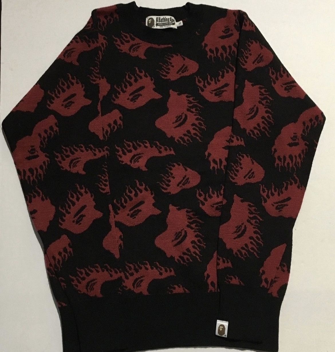 image of Bape Crew Neck Sweater in Black, Men's (Size Small)