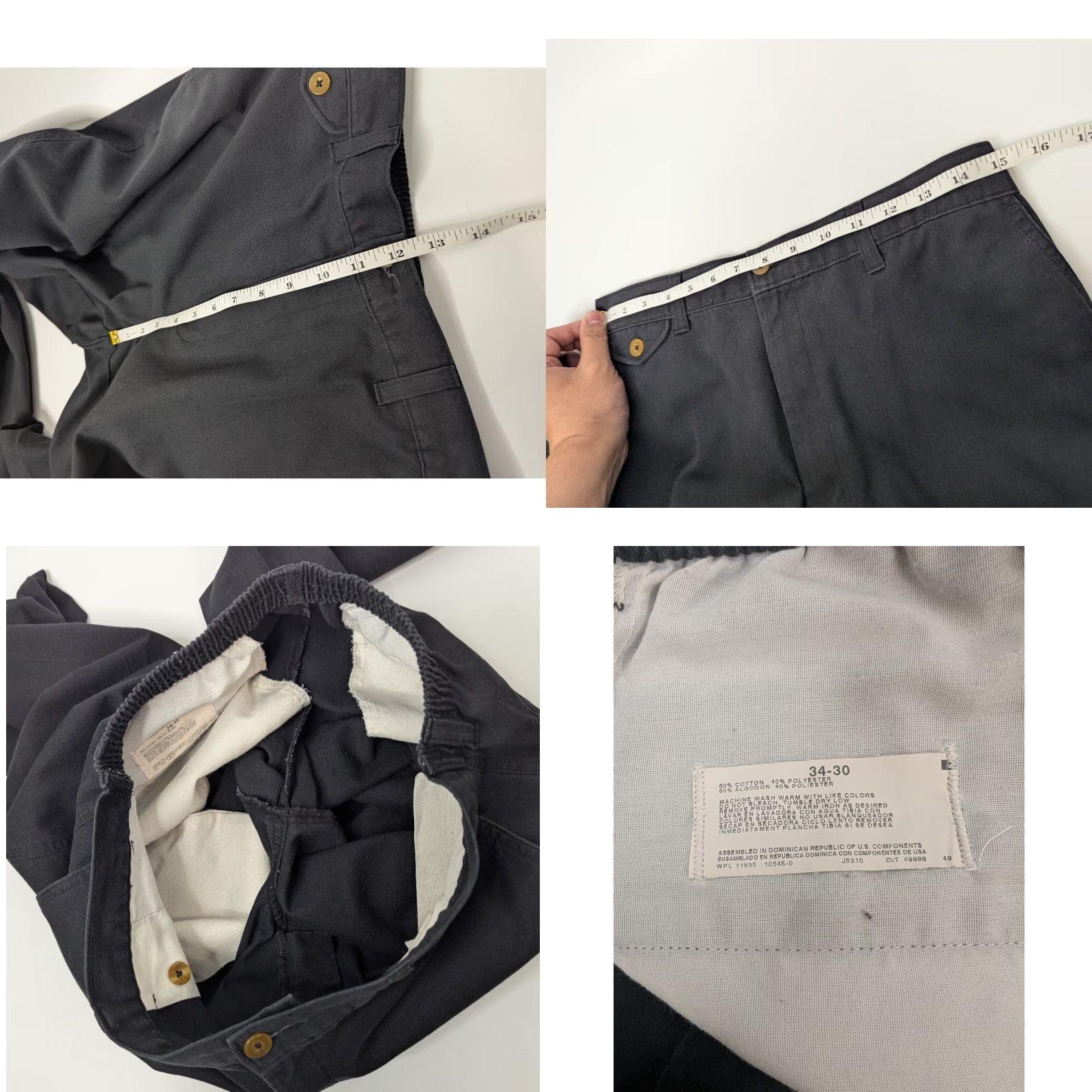 Vintage Towncraft Men's Pants 34-30 Gray Elastic Waist Straight Leg Casual Workwear Slacks Size US 30 / EU 46 - 8 Thumbnail