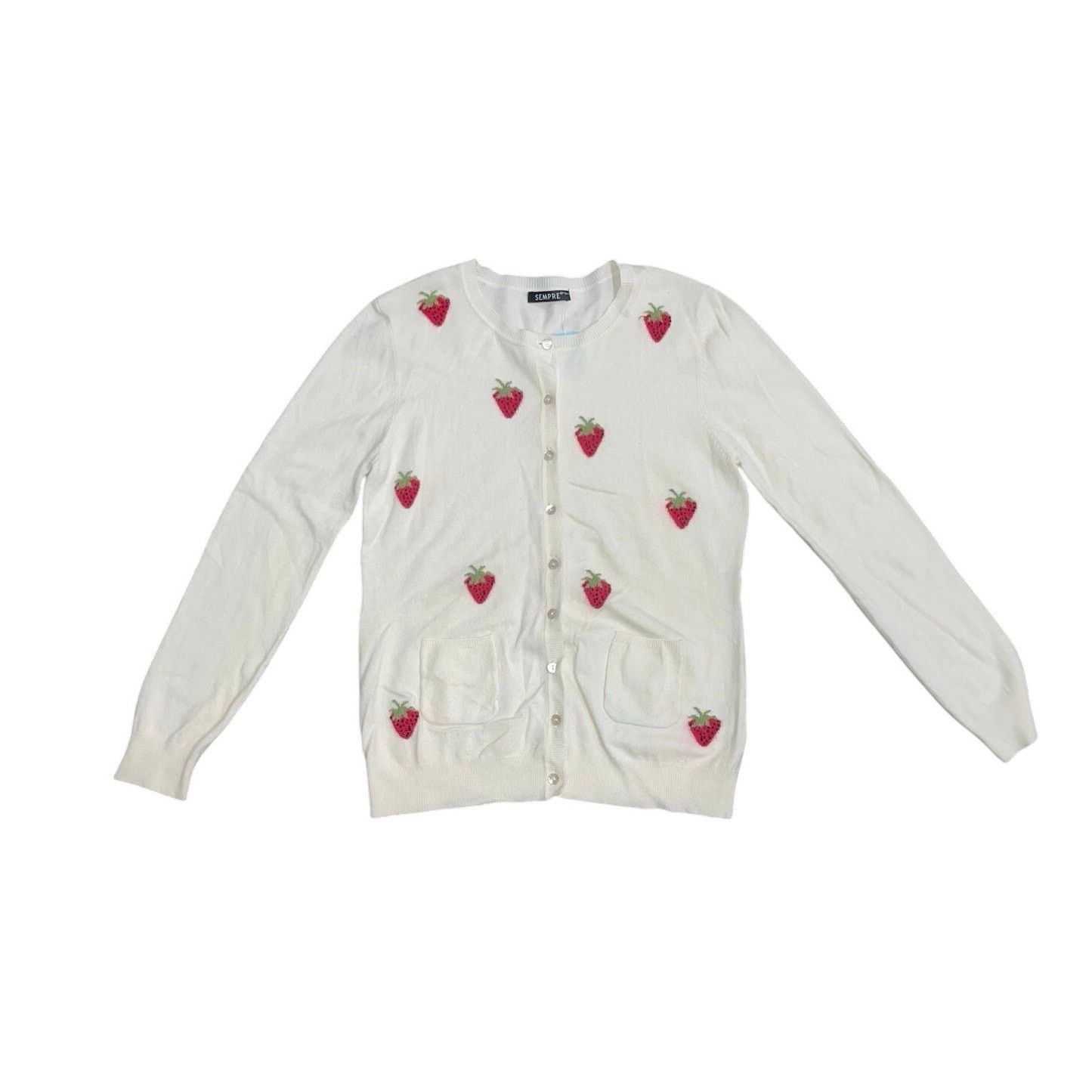 Other Sempre Strawberry Knit ButtonUp Cardigan Cashmere Lambswool Size S / US 4 / IT 40 - 1 Thumbnail