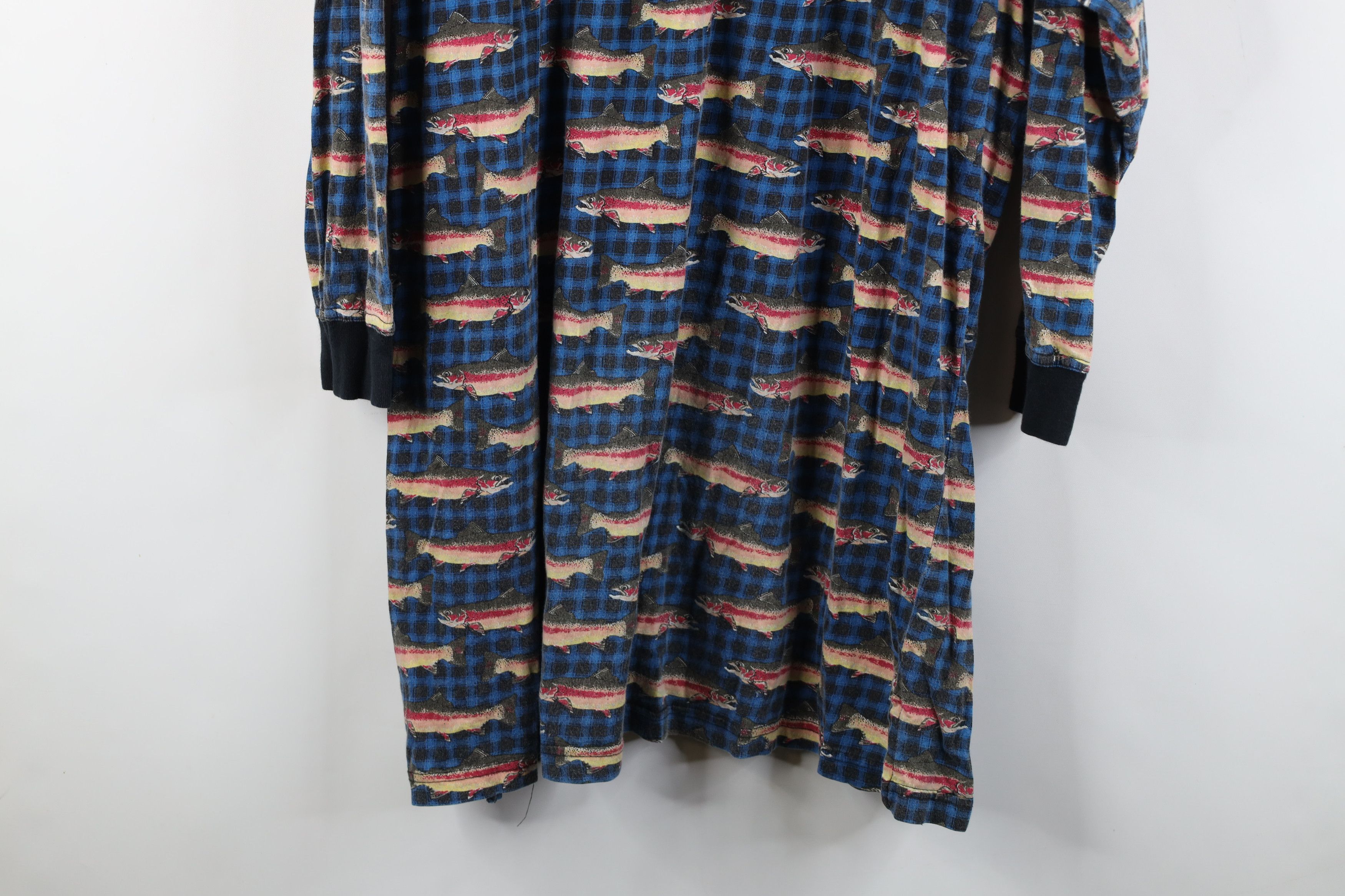 Vintage Vintage 90s Streetwear Fish All Print Night Sleep Gown Shirt Size XL / US 12-14 / IT 48-50 - 13 Thumbnail