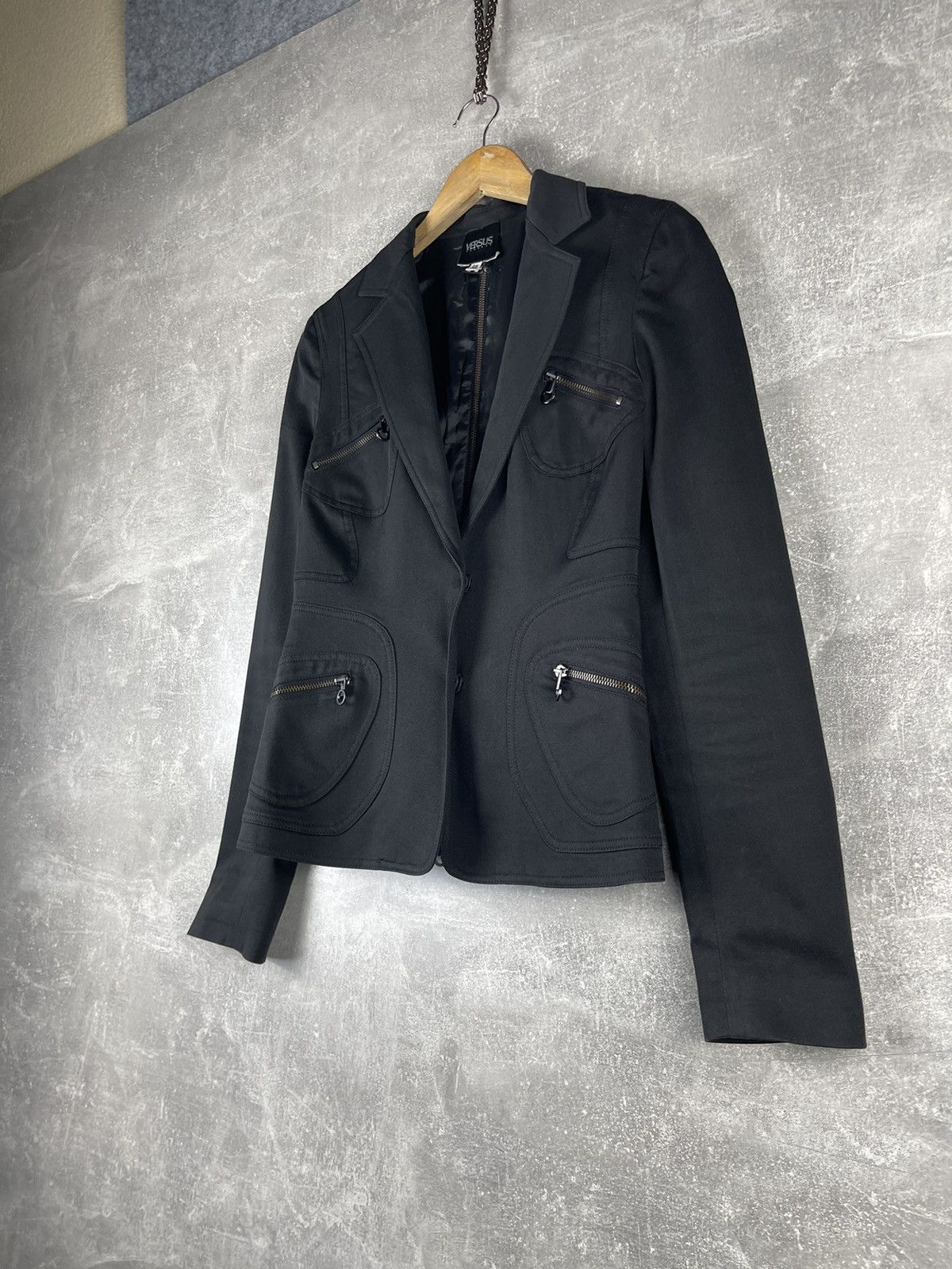 Versus Versace Versus Versace Archive 00s Black Zip Detail Tailored Jacket Size S / US 4 / IT 40 - 2 Thumbnail