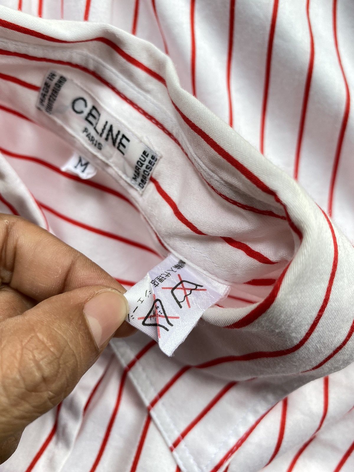 Celine Celine vintage white/red striped pocket shirt Size M / US 6-8 / IT 42-44 - 7 Thumbnail