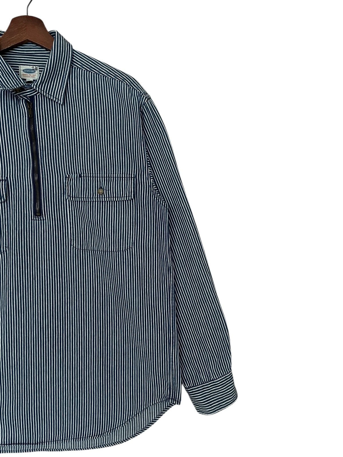 Japanese Brand × Vintage Vintage Brand Denim Chick Half Zipper Hickory Shirt 1990s Size US L / EU 52-54 / 3 - 4 Thumbnail