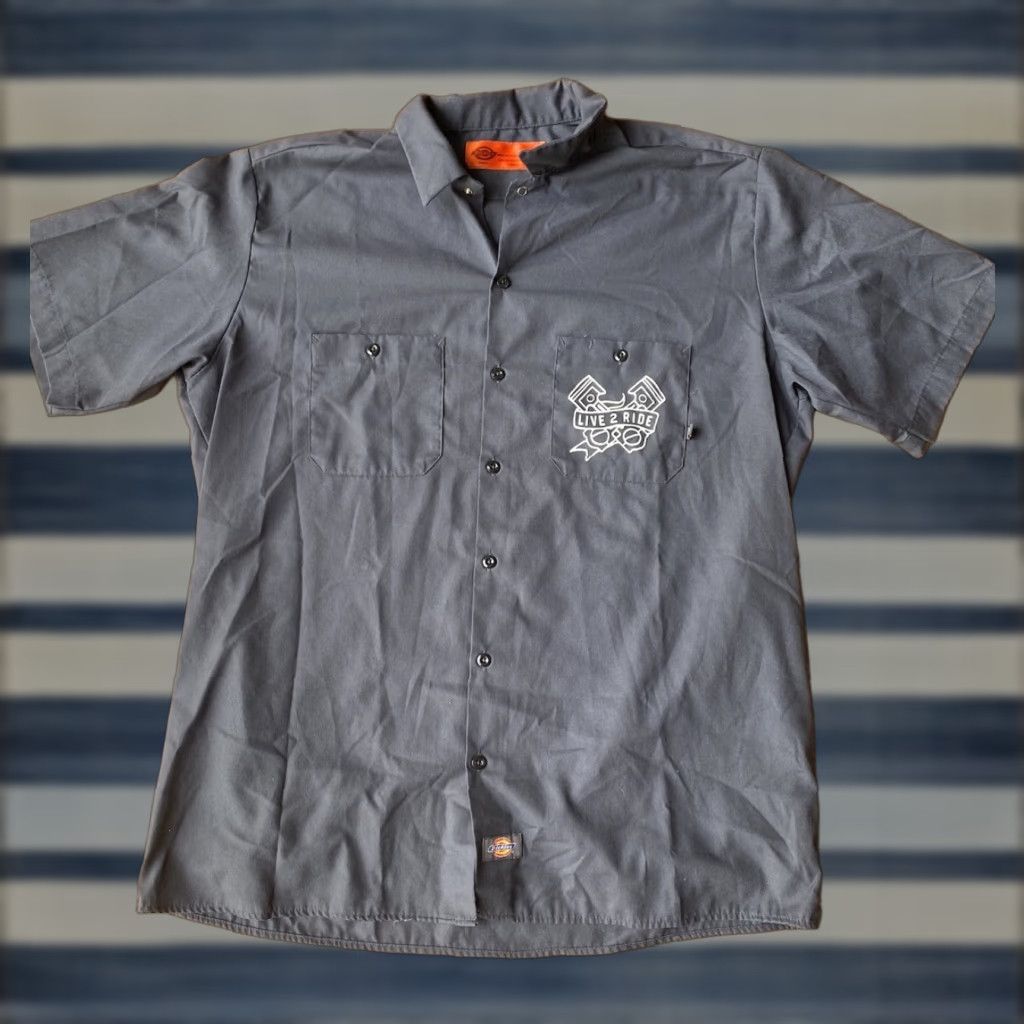 Dickies Dickies Shirt Button-Up Work Y2K Biker Mechanic Grunge Hiphop XL Blue Size US XL / EU 56 / 4 - 1 Thumbnail