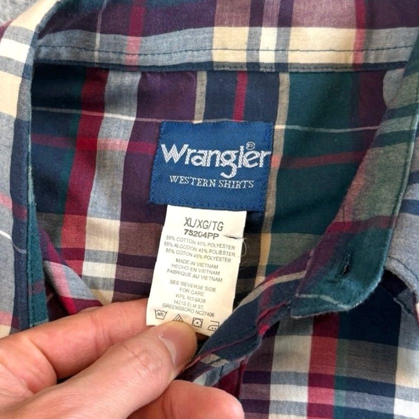 Wrangler VINTAGE Wrangler Western Pearl Snap Shirt XL Men Plaid 90s Cowboy Long Sleeve Buttoned Shirt Mens Size US XL / EU 56 / 4 - 2 Thumbnail