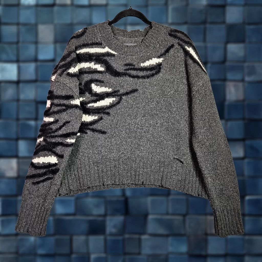 Zadig & Voltaire Zadig & Voltaire Distressed Sweater Starry Intarsia Tiger Women's Size S Wool Size S / US 4 / IT 40 - 1 Thumbnail