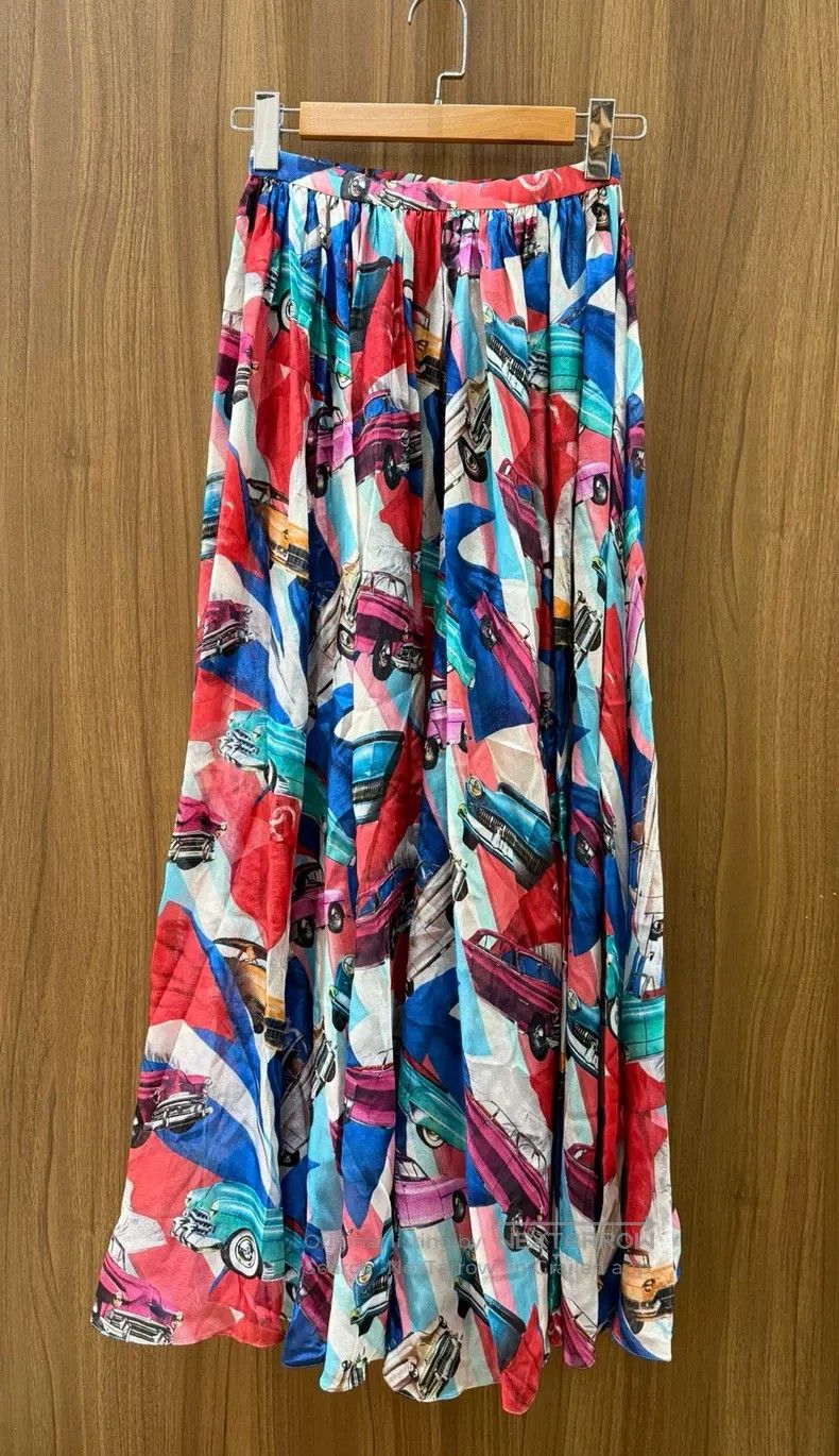 Chanel Chanel Retro racing pattern silk printed skirt Size 42" / US 20 - 1 Thumbnail