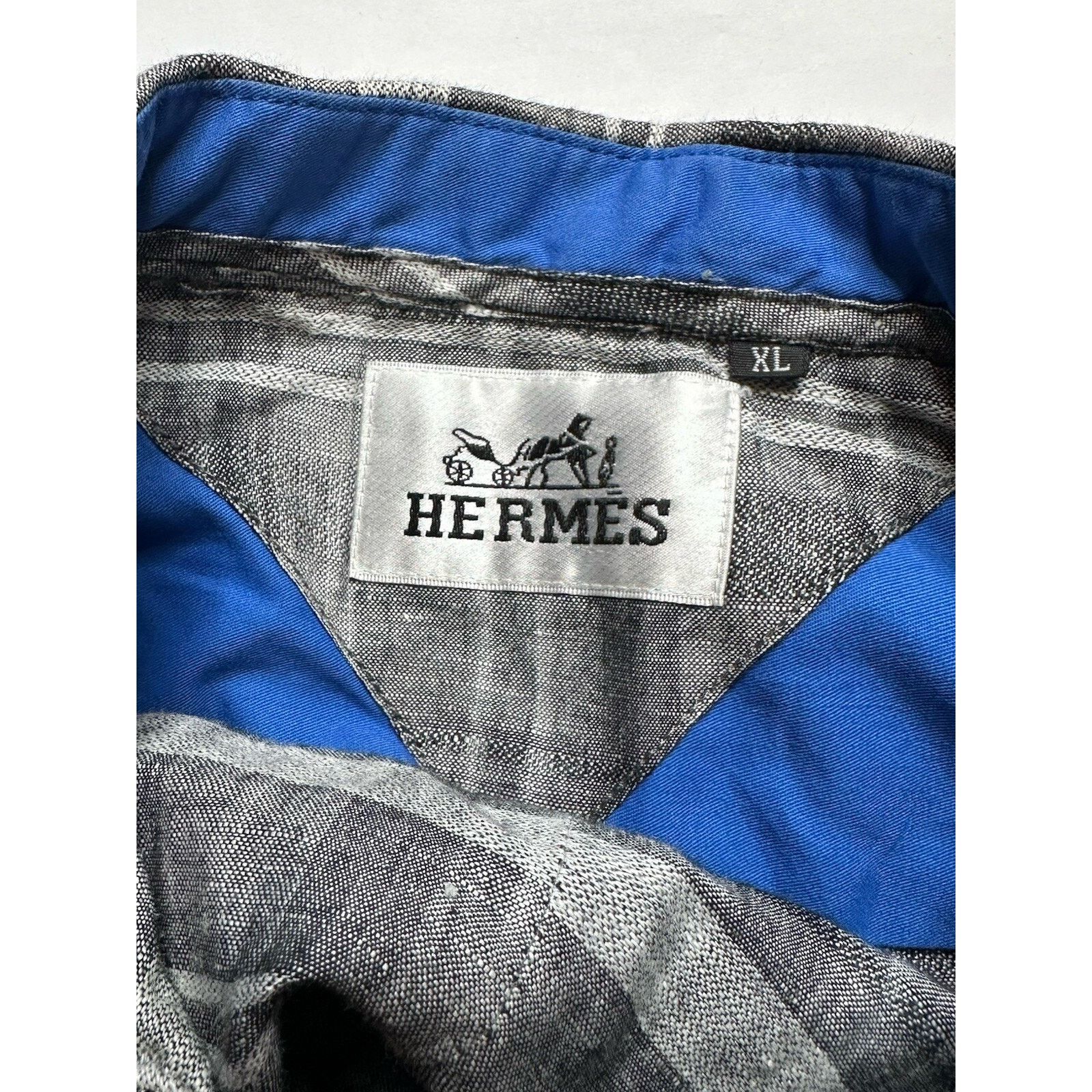 Hermes Rare Hermes Striped Short Sleeve Dress Shirt Button Down XL Size US XL / EU 56 / 4 - 15 Thumbnail