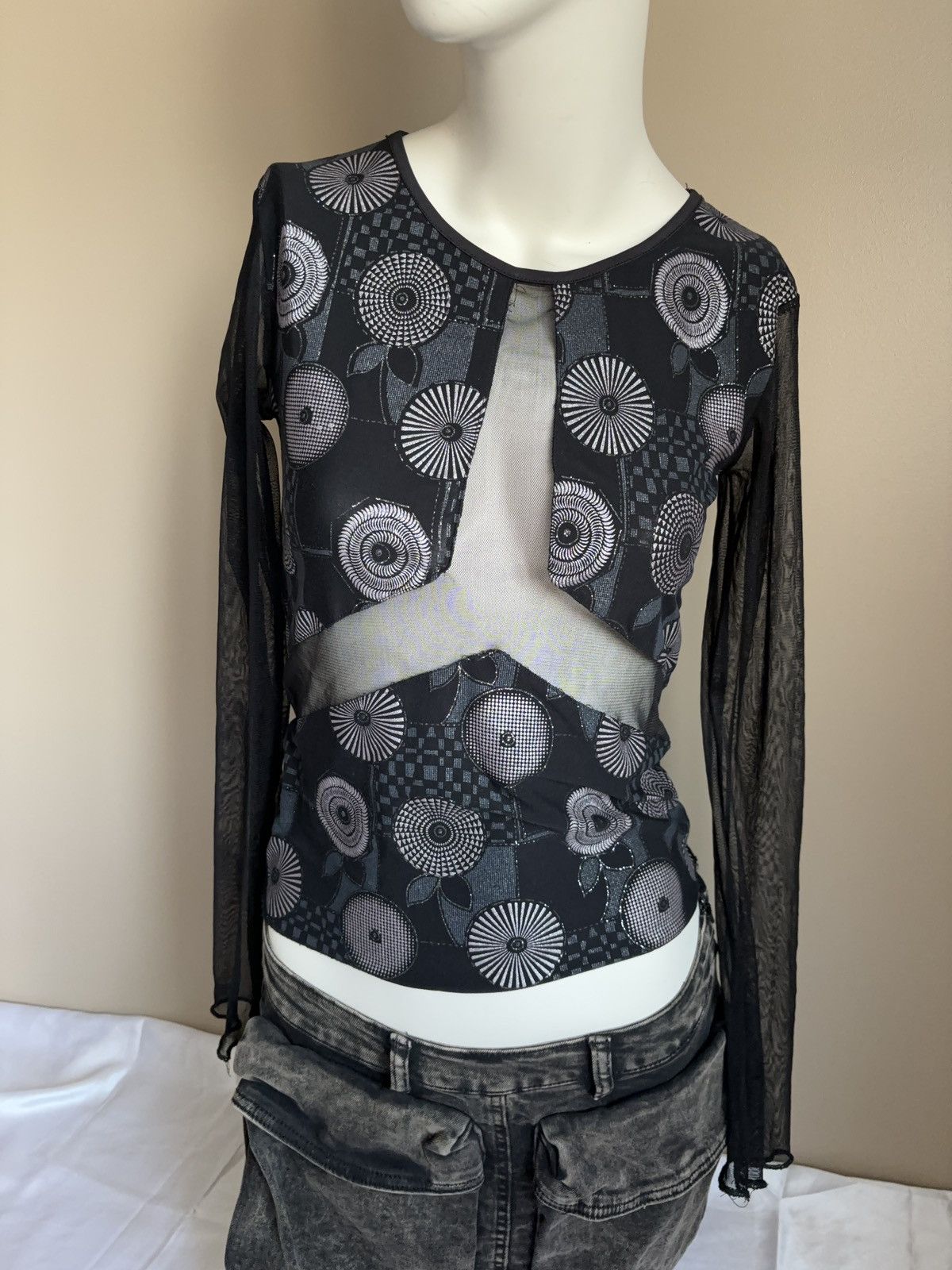 Japanese Brand × Vintage Mesh vintage printed long sleeve top Size M / US 6-8 / IT 42-44 - 3 Thumbnail