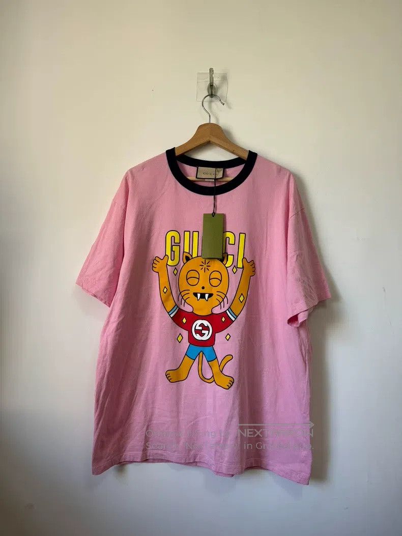 Gucci Gucci FW22 Pink kitten letter short sleeve Size XL / US 12-14 / IT 48-50 - 1 Thumbnail
