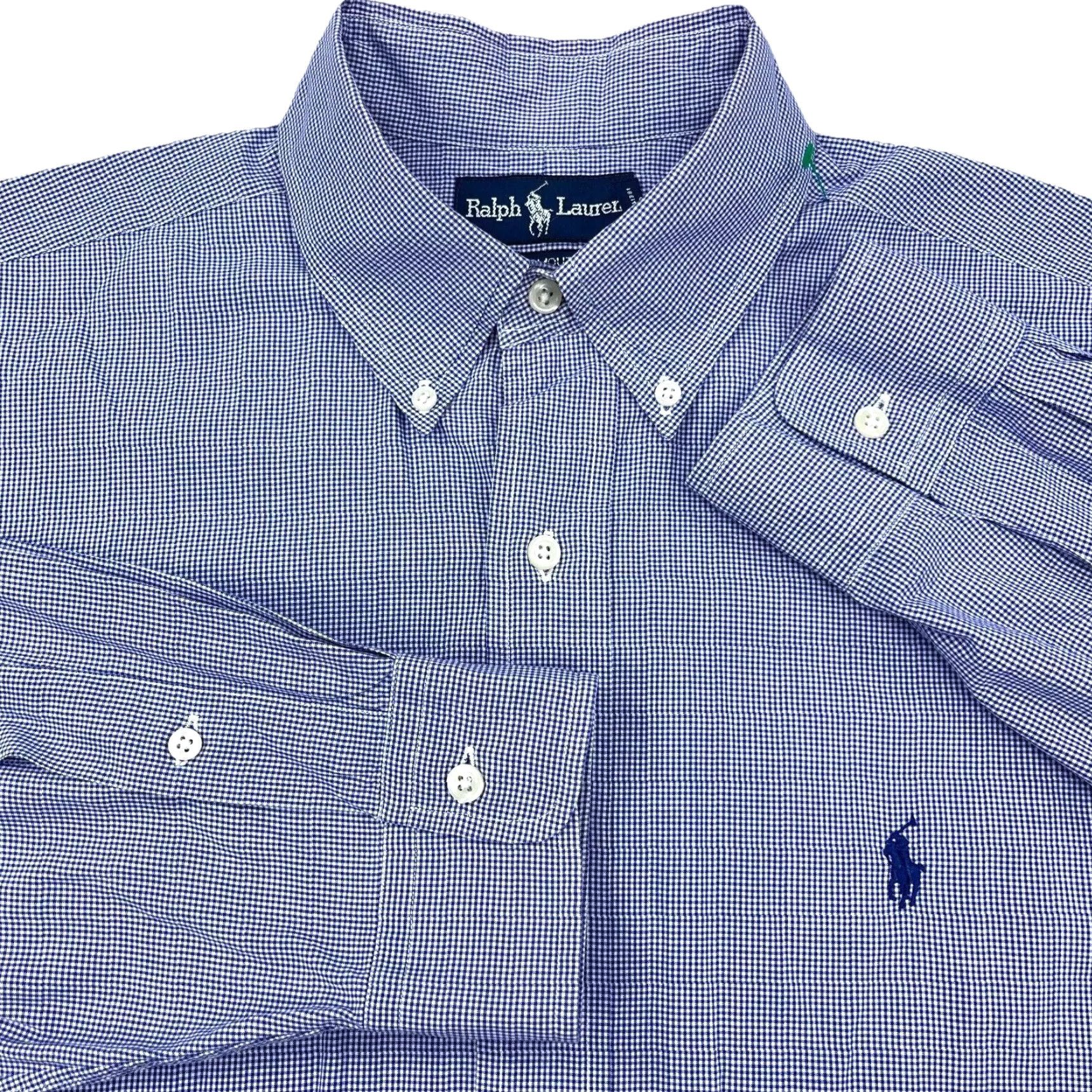 Ralph Lauren Ralph Lauren Shirt Men 16 33 Blue Button Up Yarmouth Mini Check Size 42R - 2 Thumbnail