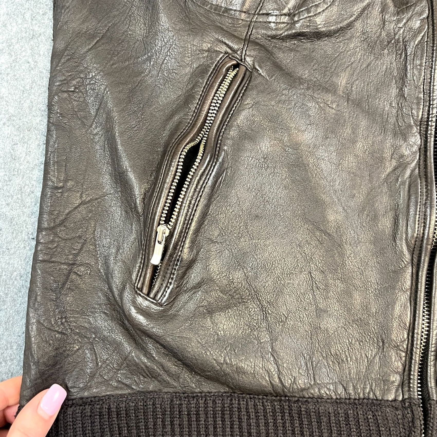 Vintage VINTAGE C.P. Company Jacket Leather Wool Hybrid XL Black 90s Era Italy Mens Bomber Zip Pockets Size US XL / EU 56 / 4 - 7 Thumbnail