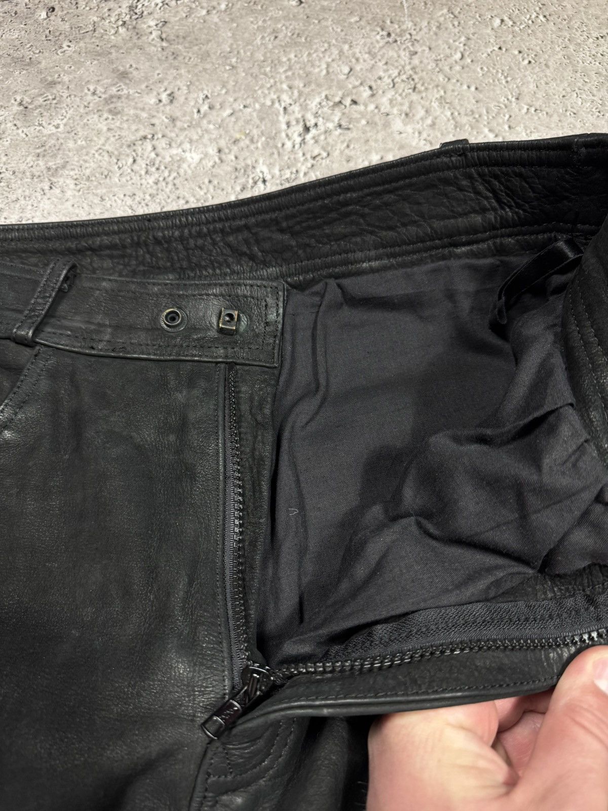Leather Distressed Leather Pants Black Size 34 Straight Fit Biker Size US 32 / EU 48 - 7 Thumbnail