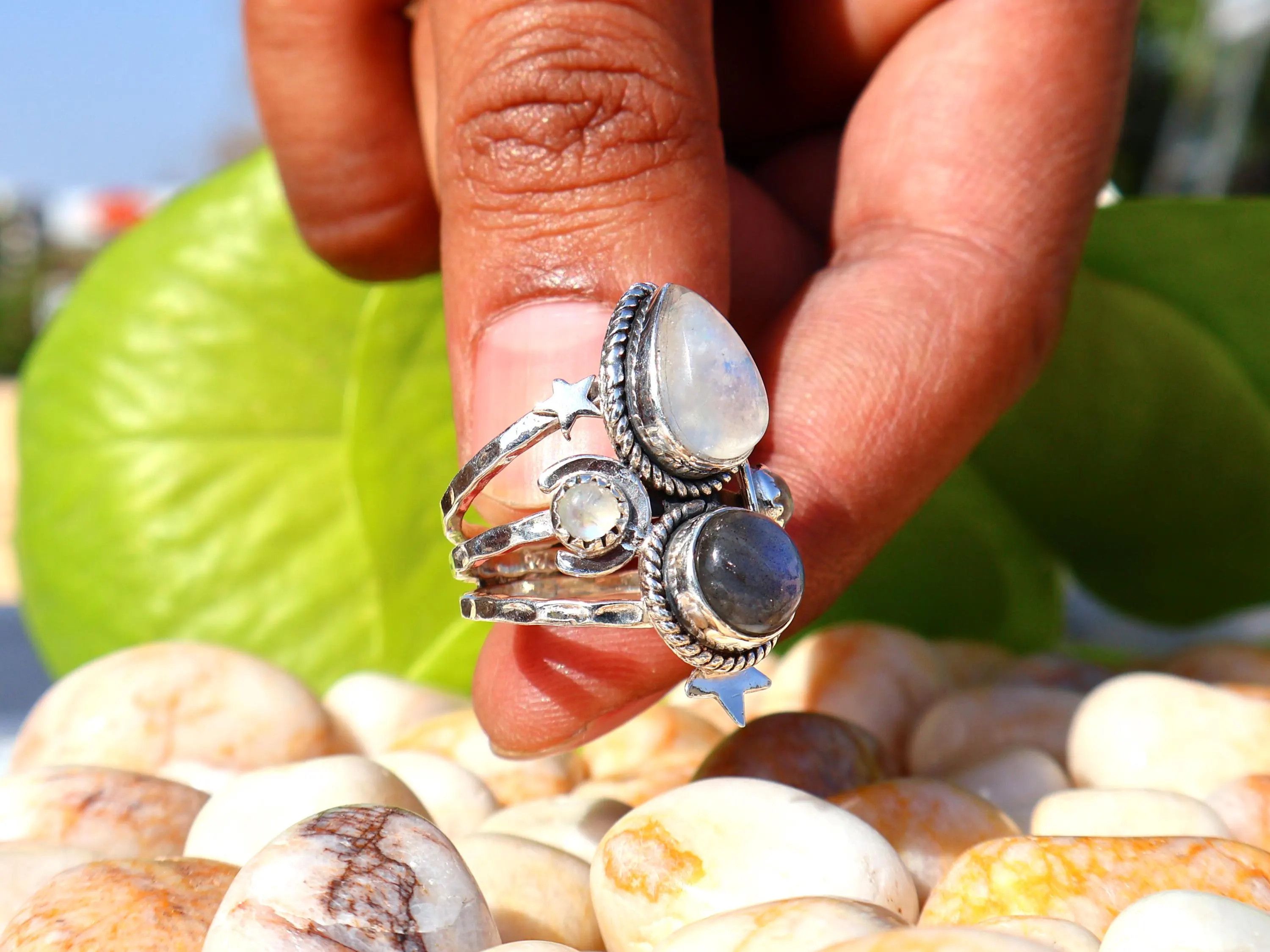 Handmade Rainbow Moonstone Labradorite Ring, 925 Silver Handmade, Size ONE SIZE - 6 Thumbnail