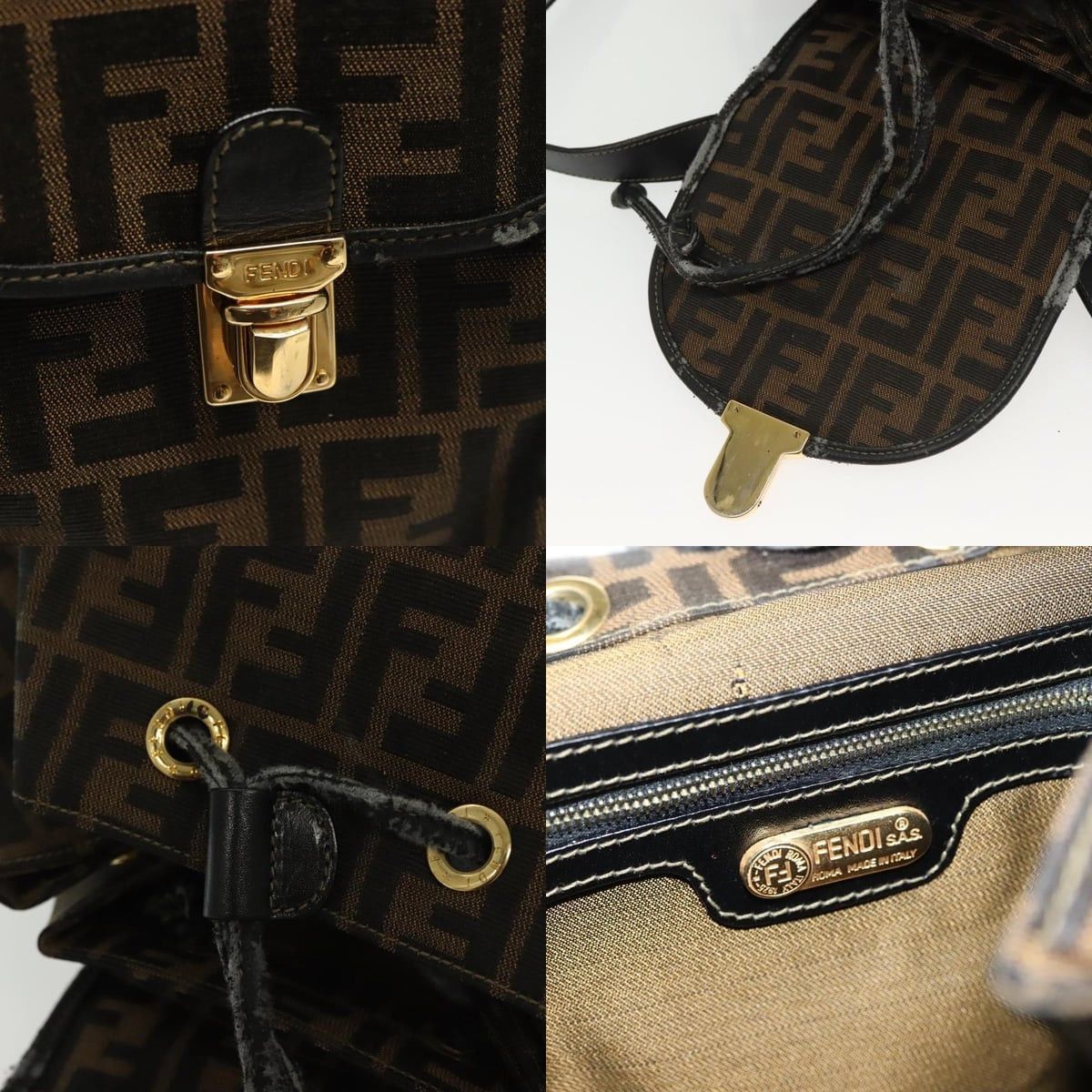 Fendi FENDI Zucca Canvas Backpack Black Brown Size ONE SIZE - 12 Thumbnail