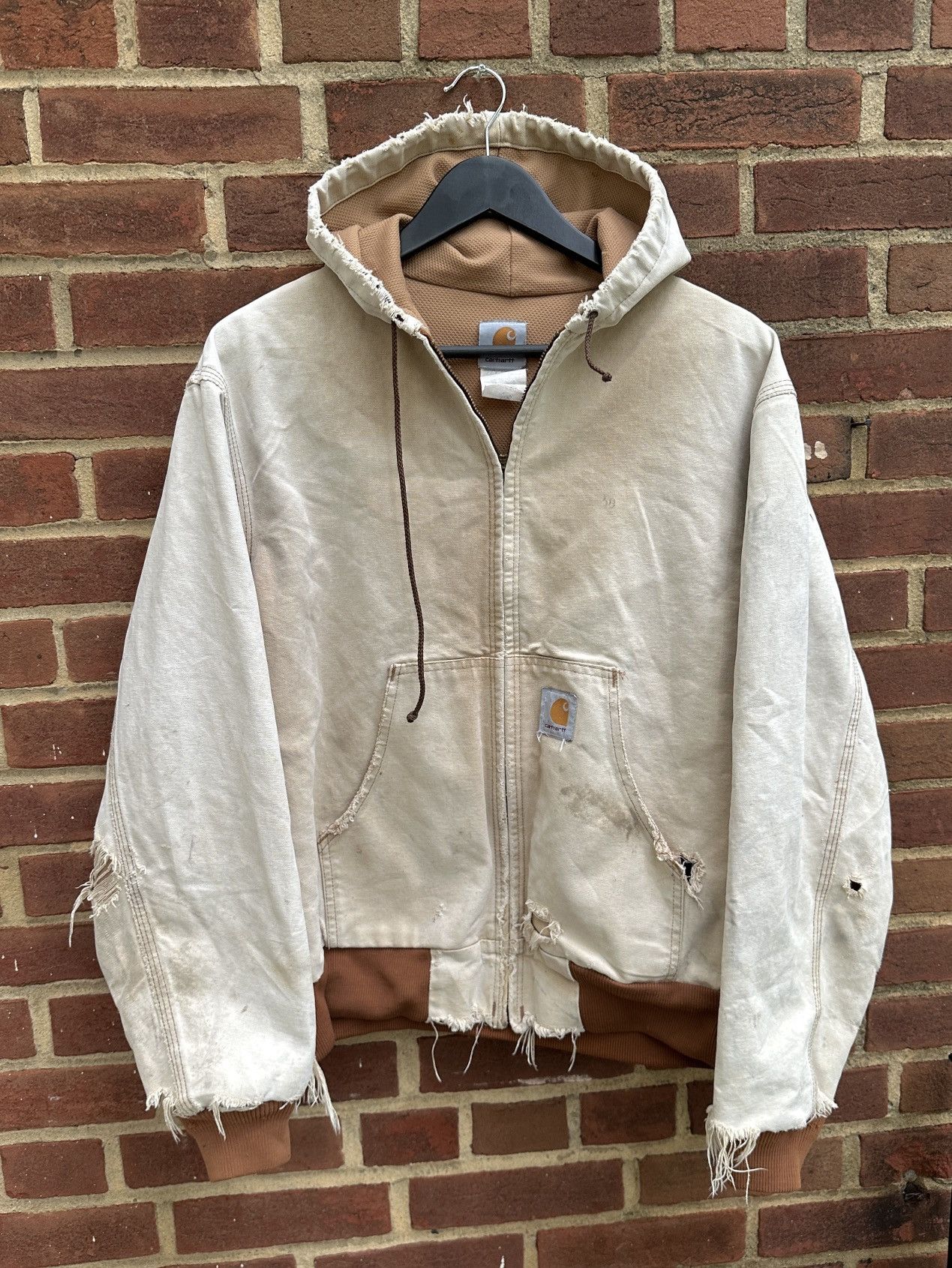 Carhartt Smoked Destroyed 90s Carhartt Thermal Lined Active Jacket Size US L / EU 52-54 / 3 - 1 Thumbnail
