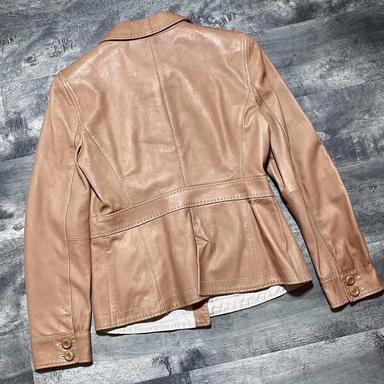 Armani Collezioni ARMANI COLLEZIONI Lambskin Tan Leather Button Up Jacket Size S / US 4 / IT 40 - 5 Thumbnail