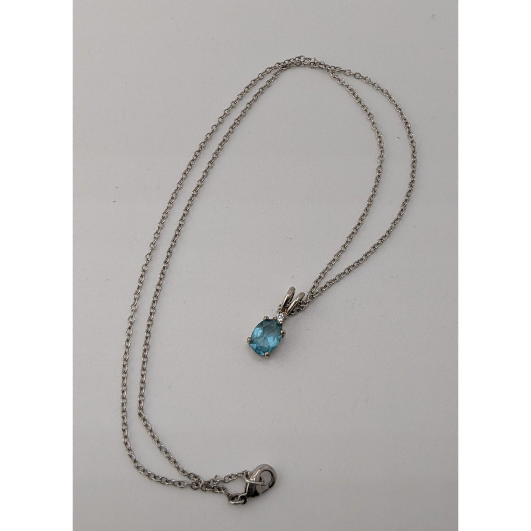 Other Elegant Silver Tone Necklace With Blue Topaz Oval Pendant An Size ONE SIZE - 5 Thumbnail