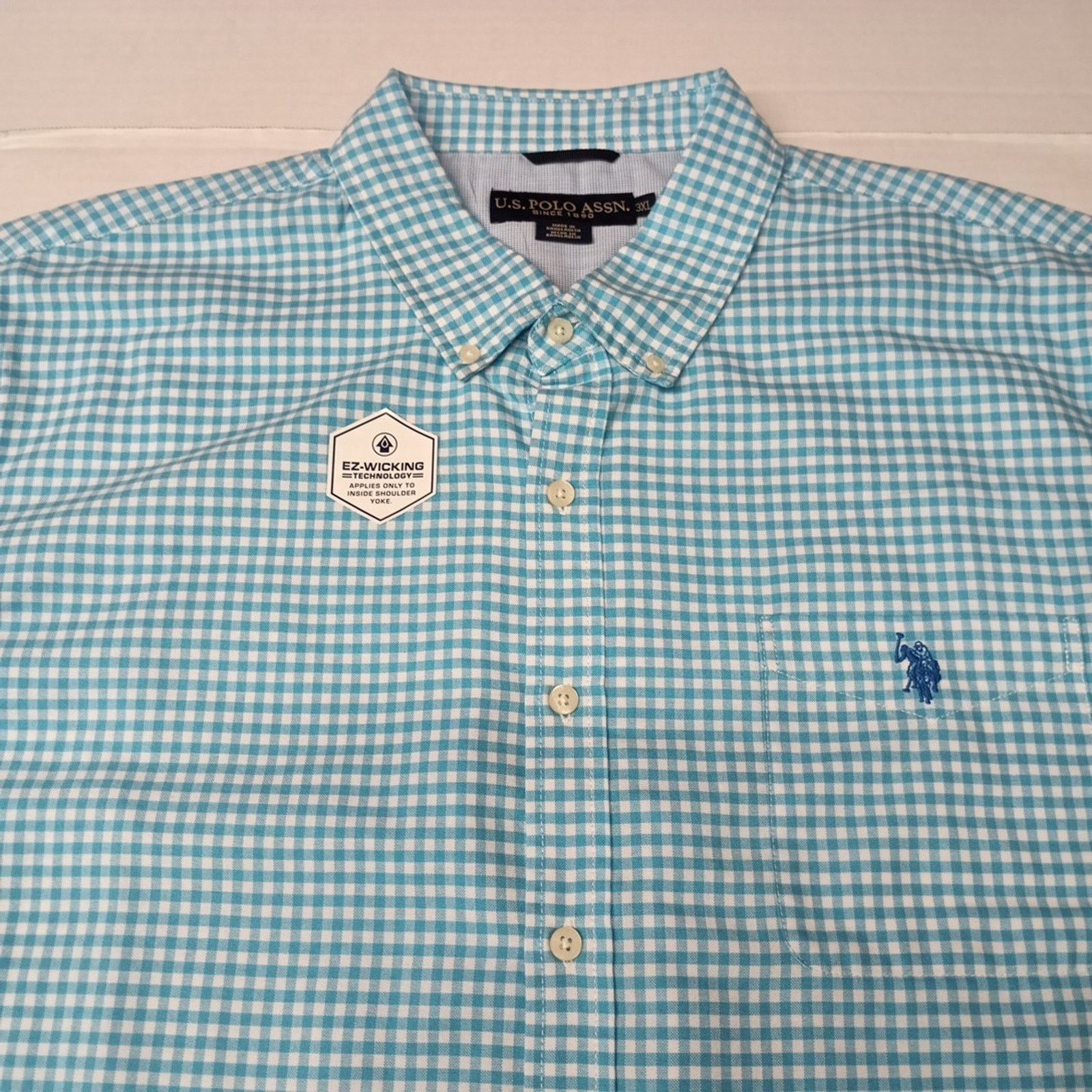 U.S. Polo Assn. U.S. Polo Assn. Woven Shirt Men 3XL River Blue White Checker Size US XXL / EU 58 / 5 - 3 Thumbnail