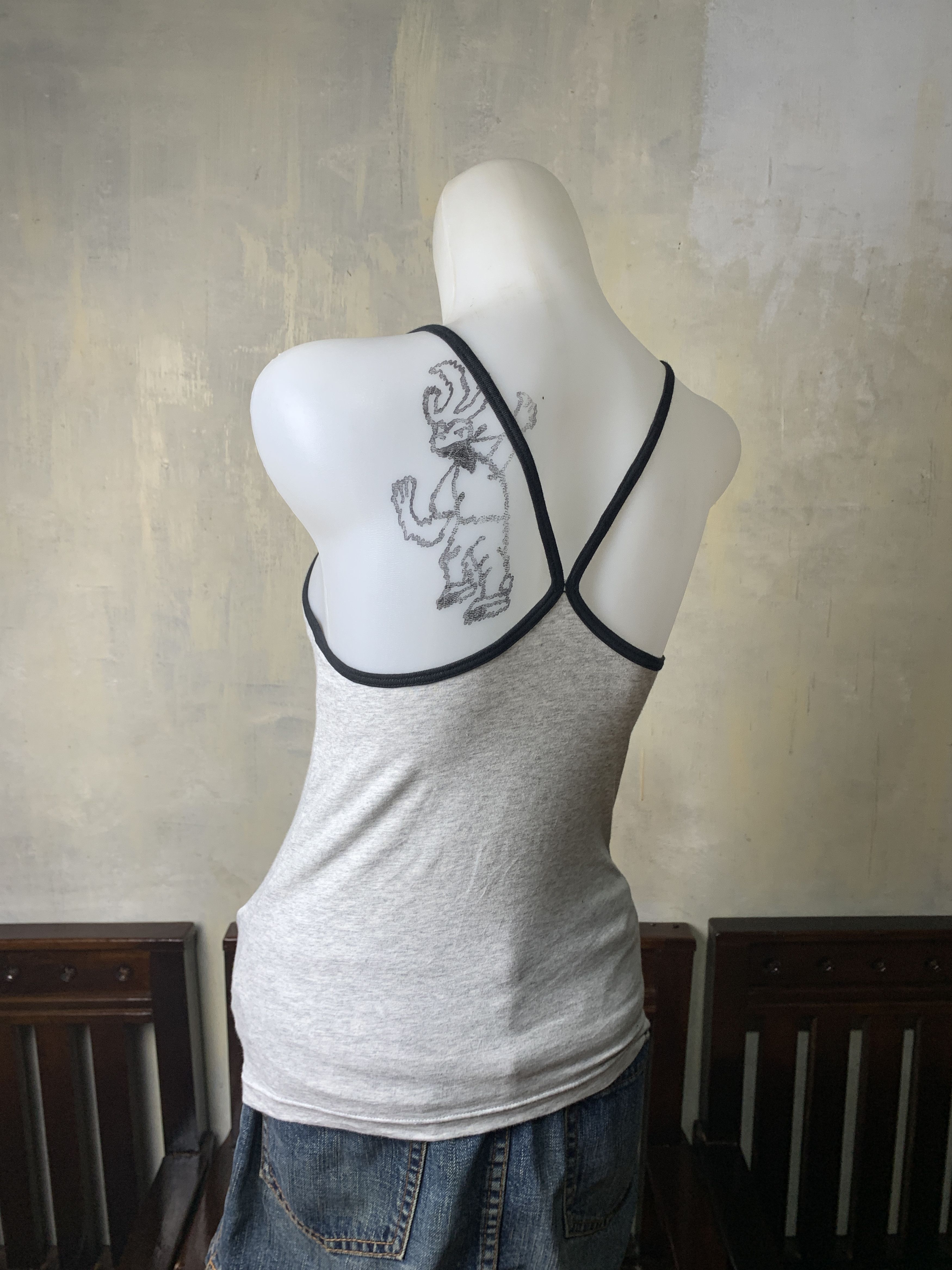 Anime 2000s Hello Kitty Gray Cute Tennis Cami Tank Top (S) Size S / US 4 / IT 40 - 3 Thumbnail