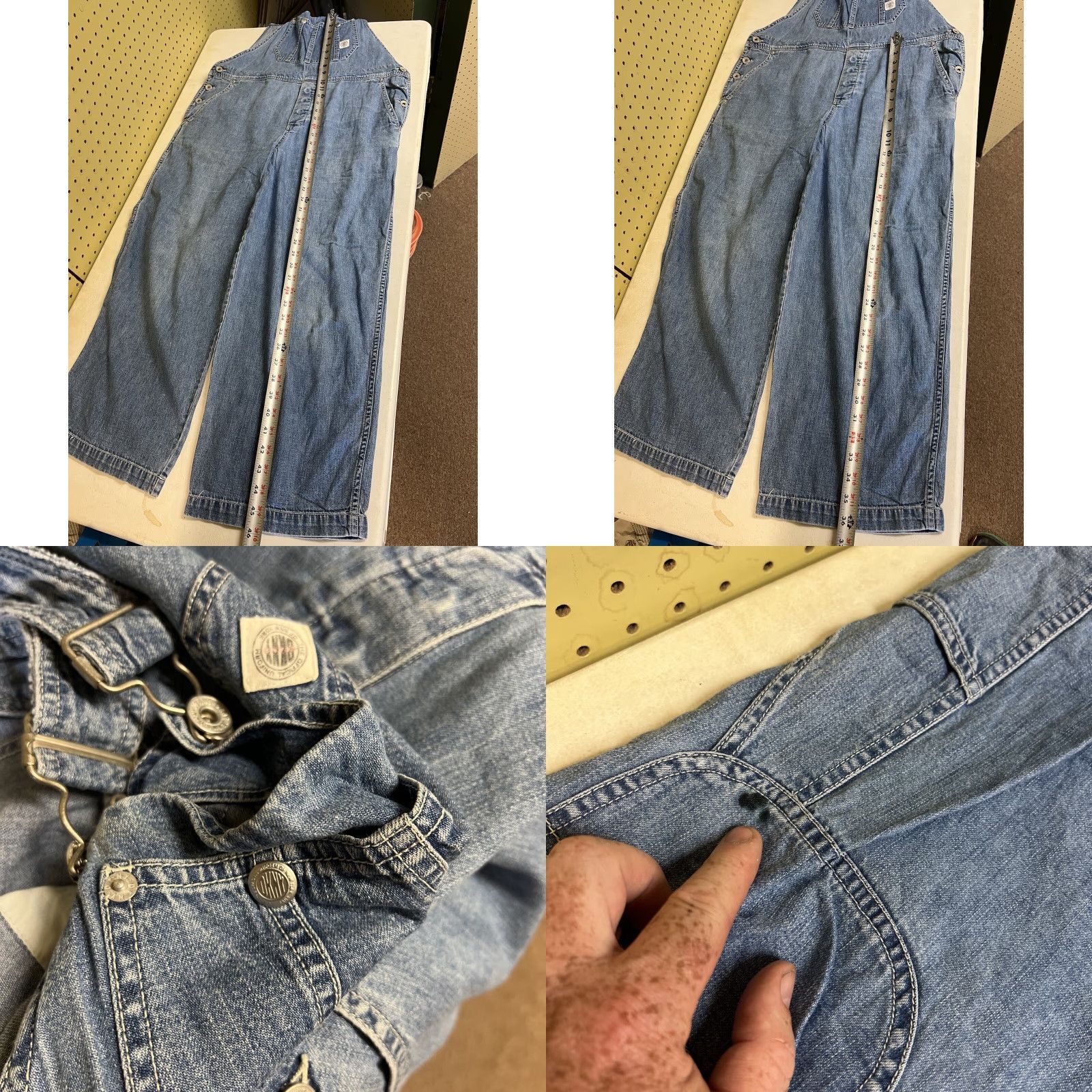 DKNY VINTAGE DKNY Baggy Denim Overalls Bib Jeans Women's Petite PS Blue 90s Y2K Distressed Size 28" / US 6 / IT 42 - 9 Thumbnail