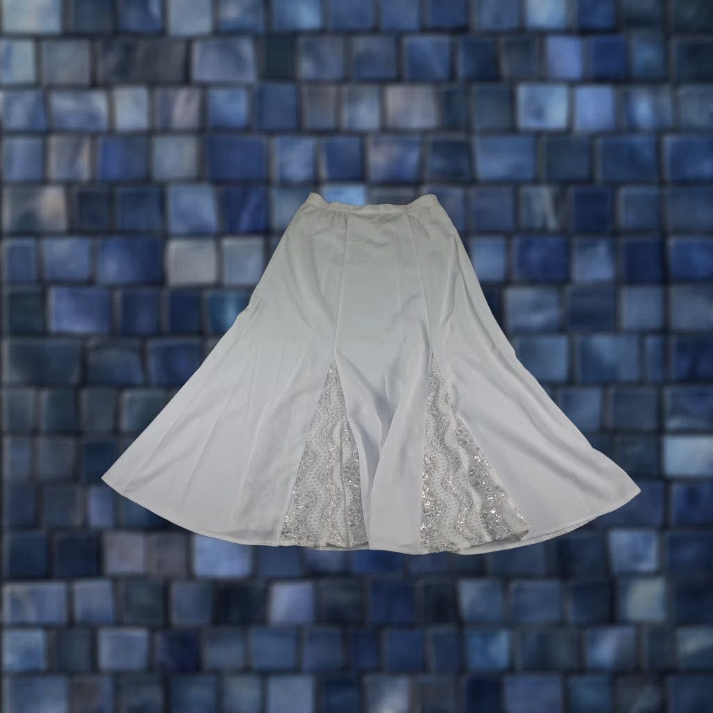 Vintage VINTAGE 1849 Authentic Ranchwear Skirt Womens Small White Sequin Lace Cowboy Maxi Long Elastic Waist Pull On - 90s Style Size 28" / US 6 / IT 42 - 1 Thumbnail